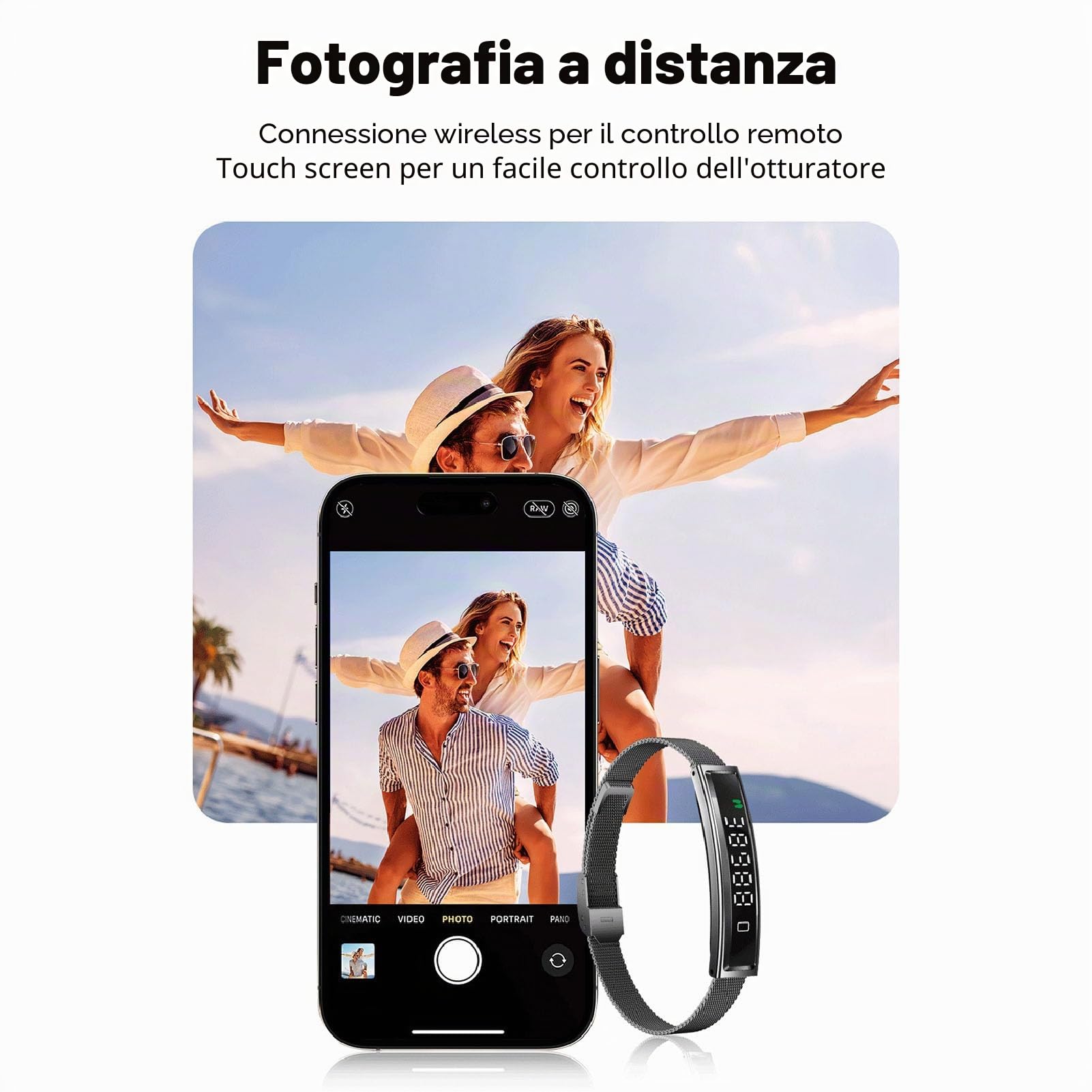 Bracciale Intelligente con Fotografia Remota e Nuoto Resistente Alle Intemperie | Bluetooth 5.3, Batteria a 5 Giorni, Tracker Fitness per Uomini Donne (BLACK)