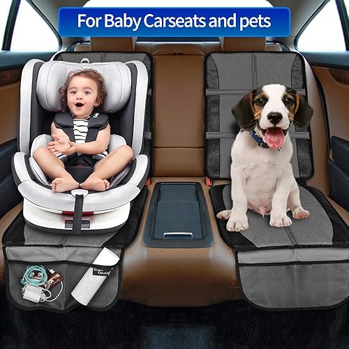 Miniatura 9 de Protector de asiento de coche 2 unidades de protectores de asiento de automóvil grandes para asiento de automóvil de bebé con bolsillos