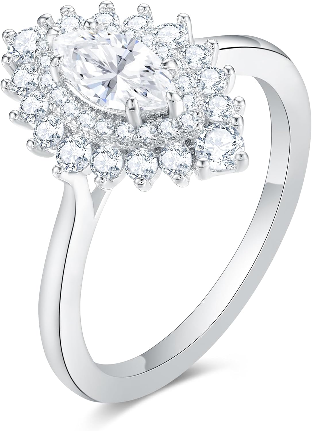 Vintage Moissanite Cocktail Ring for Women 925 Sterling Silver Plated Platinum Wedding Engagement Promise Ring for Her Size 4-9