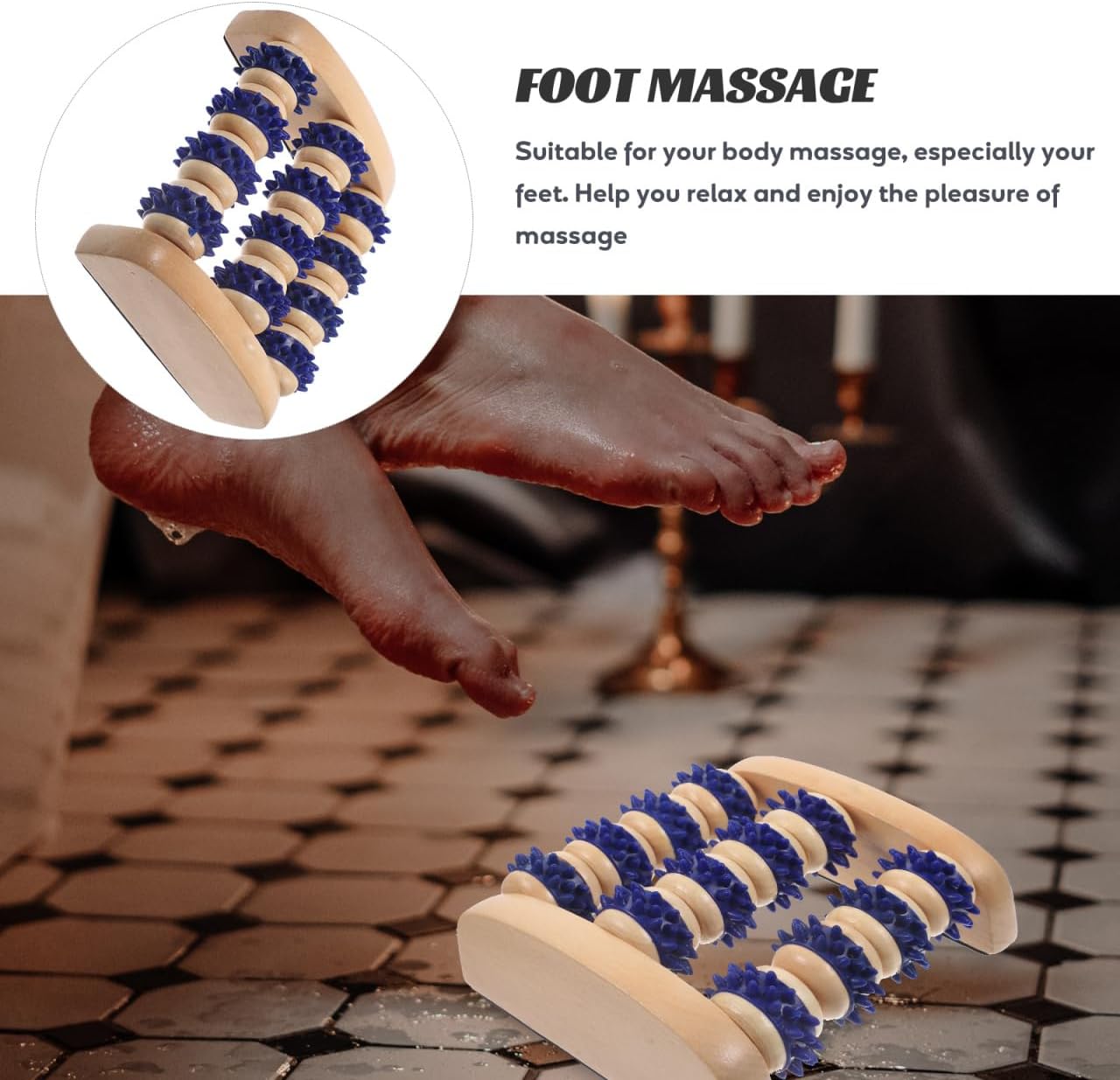 NOLITOY Wooden Foot Roller Massager 2-Pack Portable Manual Acupoint Massage Tool for Feet and Legs Soreness Relief Lightweight for Home and Travel