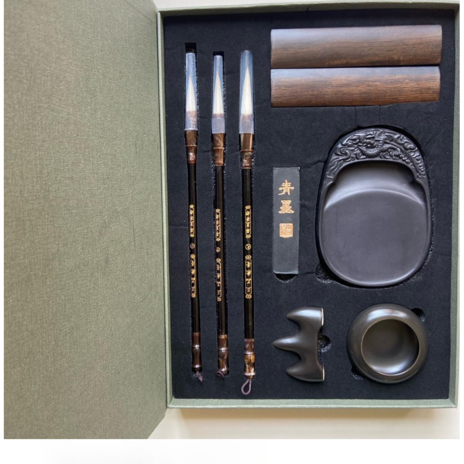 Four Treasures of The Study Pinsel-Set mit Tintenpapier und Tintenstein
