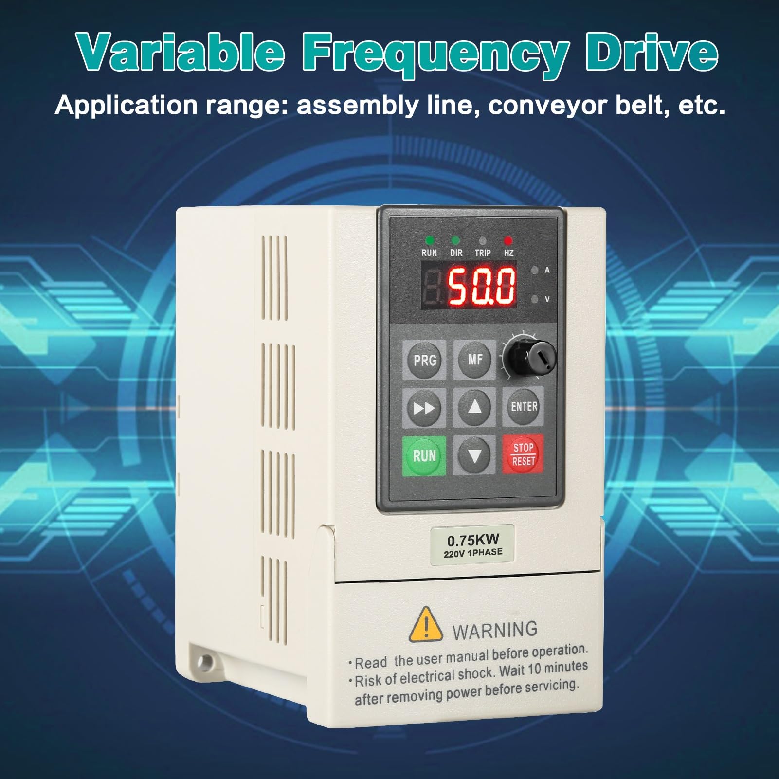 Frequenzumrichter 0.75KW Variateur de Fréquence Einphasiger 220V-Eingang Dreiphasiger 380V-Ausgang CNC-Frequenzumrichter VFD Antriebsumrichter für Ventilatoren, Wasserpumpen