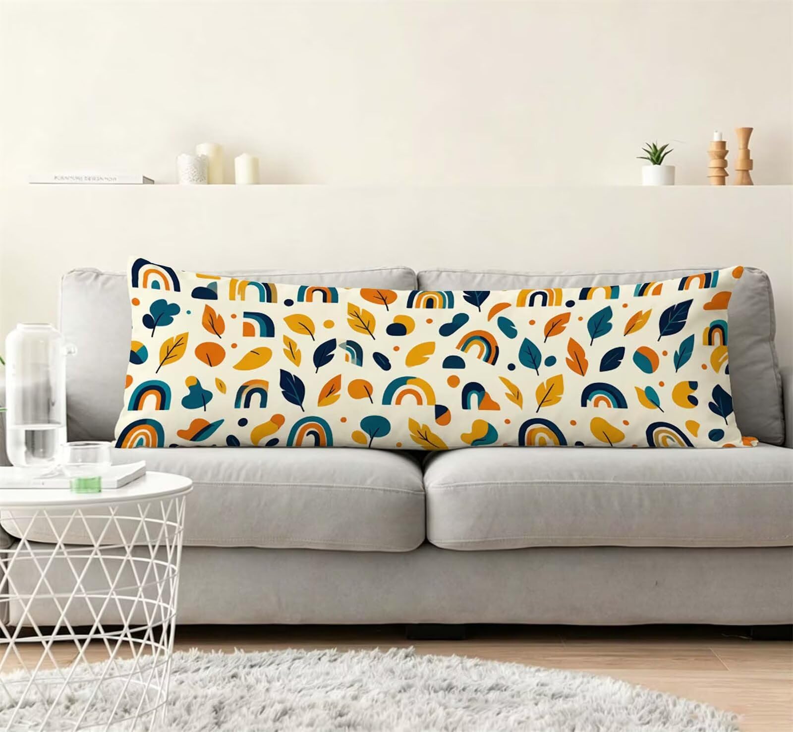 Colore-14 Federe Cuscino Letto 55 x 160 cm, Cuscini per Divano Lino,
