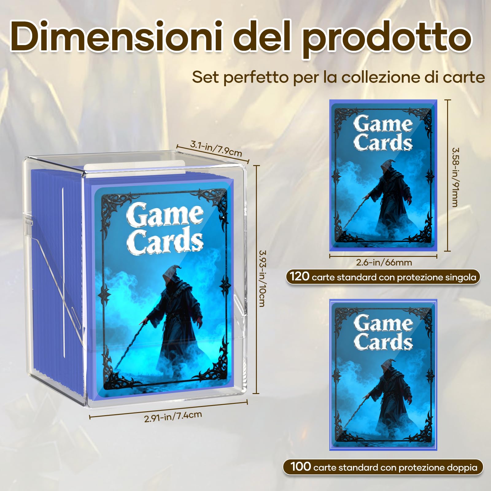 6 scatole per carta di credito, trasparenti Commander con 600 scomparti e separatore, formato standard, perfetta per MTG, carte da collezione e sportive (6 colori)
