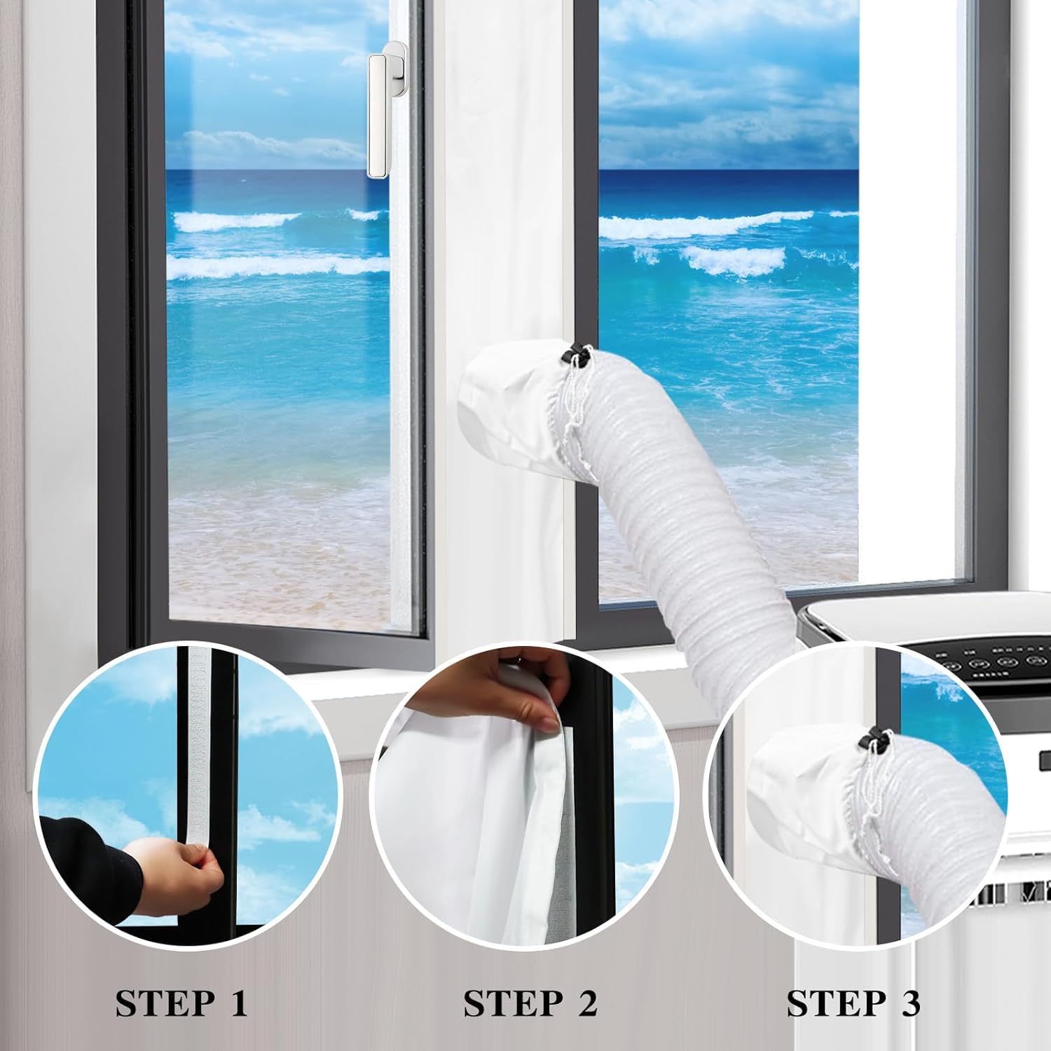 Landrip Kit de sellado de ventana de aire acondicionado, kit de sellado de ventana para aire acondicionado portátil, protección de intercambio de aire, 500 x 45 cm