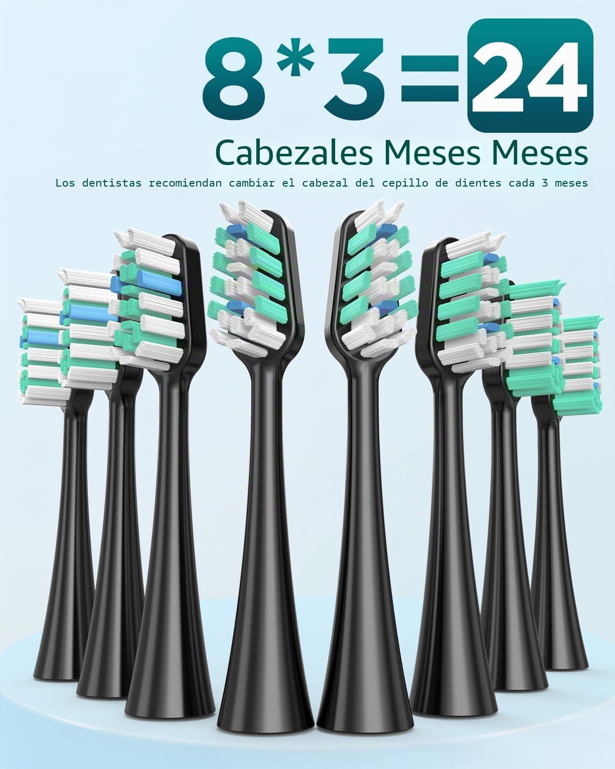 Cepillo de Dientes Eléctrico Sónico para Adultos - Cepillo Electrico Sónico con 8 Cabezales y Estuche de Viaje, 5 Modos, IPX7 Impermeable, Cepillo Dientes Electrico de Recargable, Negro Mate