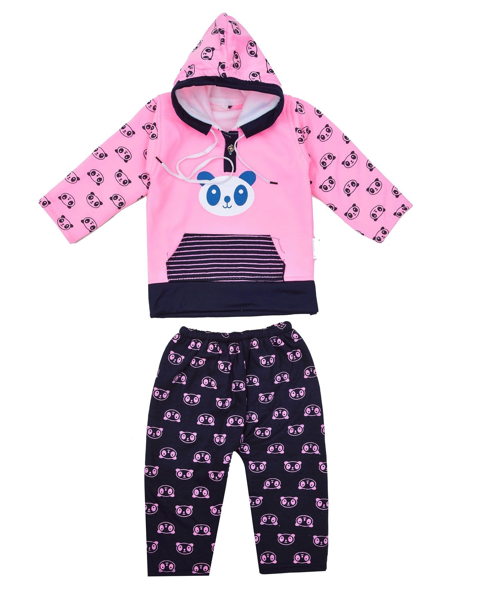 Baby Boys & Baby Girls Soft Winter Wear Fabulous Collection of Cartoon Print Full Sleeves Vests,Jhabla Sweatshirt with Pyjama Pants Dress for Kids Infant Toddler Casual Dress