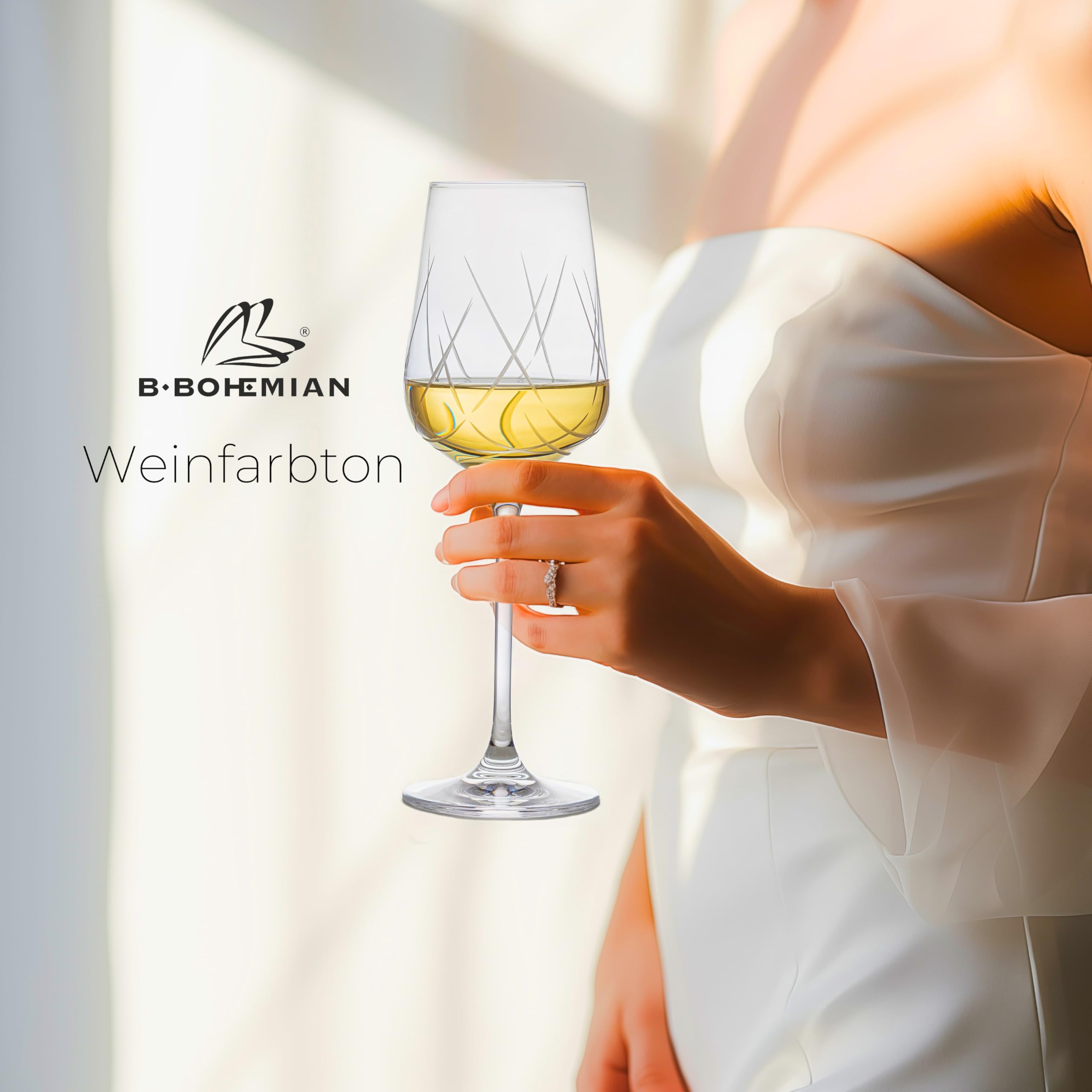 Weinglas Kris Kros 4er Set, 350 ml – Stilvolle Weißwein- & Rotweingläser aus Kristallin, eleganter Weinkelch mit modernem Schliff, spülmaschinenfest, ideal für besondere Anlässe