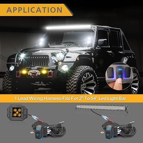 Miniatura 5 de Arnés de cableado de 1 plomo, barra de luz LED Rfroad Lighting Kit de arnés de cableado para luces antiniebla, luces de conducción todoterreno, luz