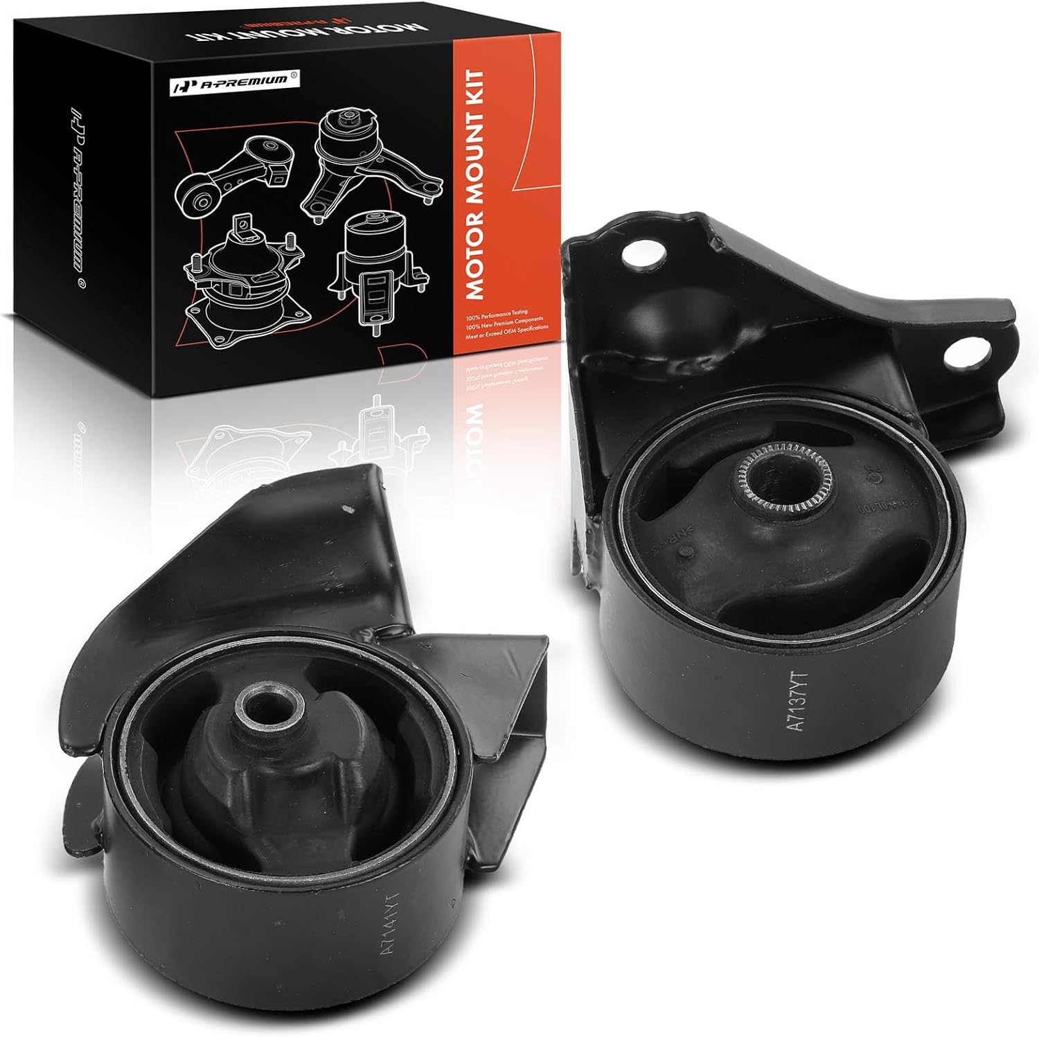 A-Premium Front and Rear Engine Motor Mount Kit Compatible with Kia Sportage 2005-2010 & Hyundai Tucson 2005-2009, 2.7L, 2-PC Set, Replace# 219102E100, 219302E300
