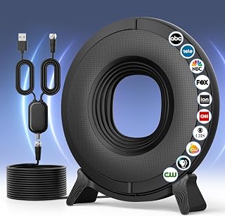 fuioopasz 2025 Long Range Indoor TV Antenna - 360° Reception, 4K 1080p UHD for Smart TVs, Free Local Channels VHF UHF