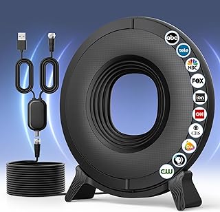 fuioopasz TV Antenna Indoor for Local Channels, 2025 Long Range Antenna for Smart TV 360° Reception,Digital TV Antennas for All Smart/Old TVs, Supports 4K 1080P HD VHF UHF
