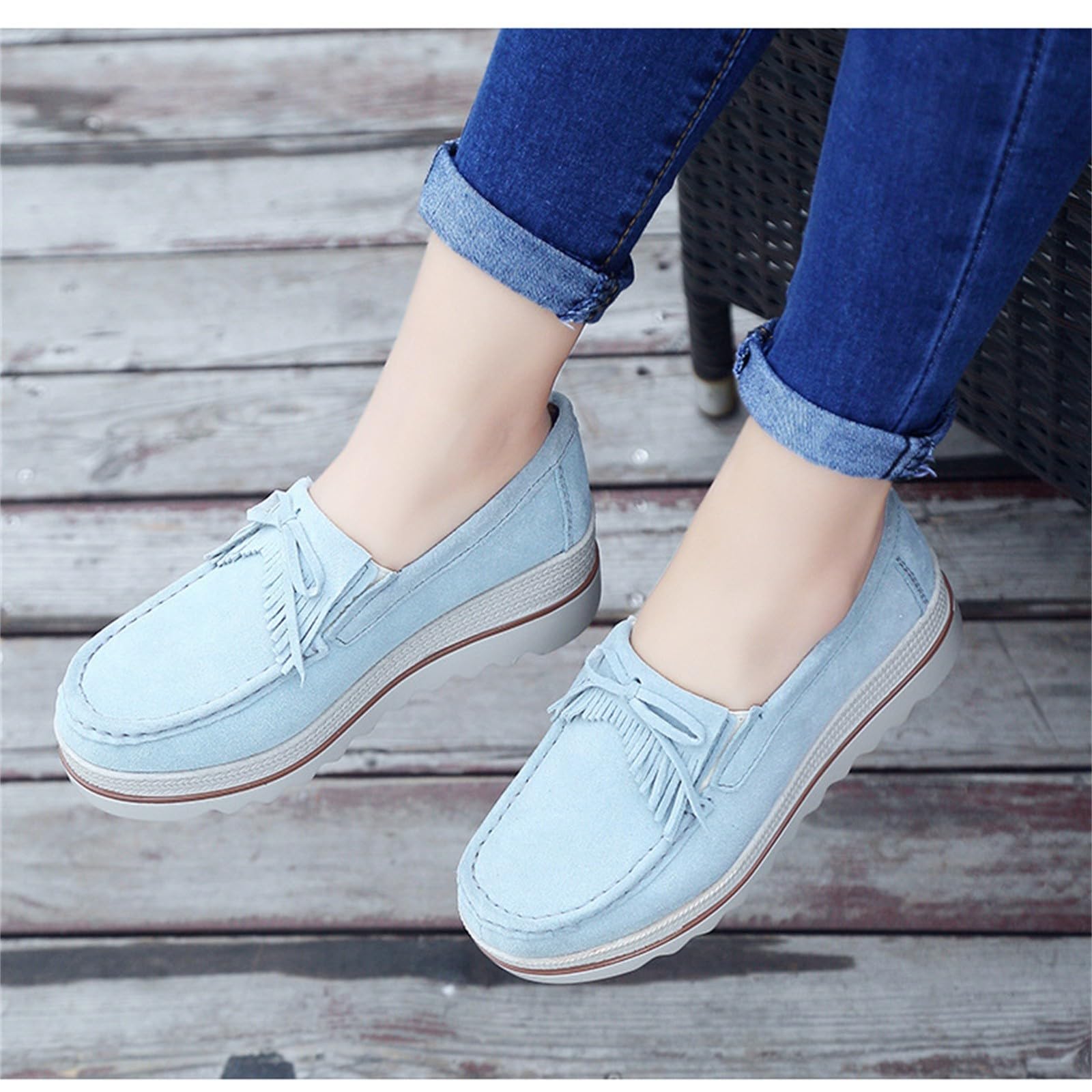Generisch Mocasines de mujer elegantes con plataforma cómoda y mocasines de ante