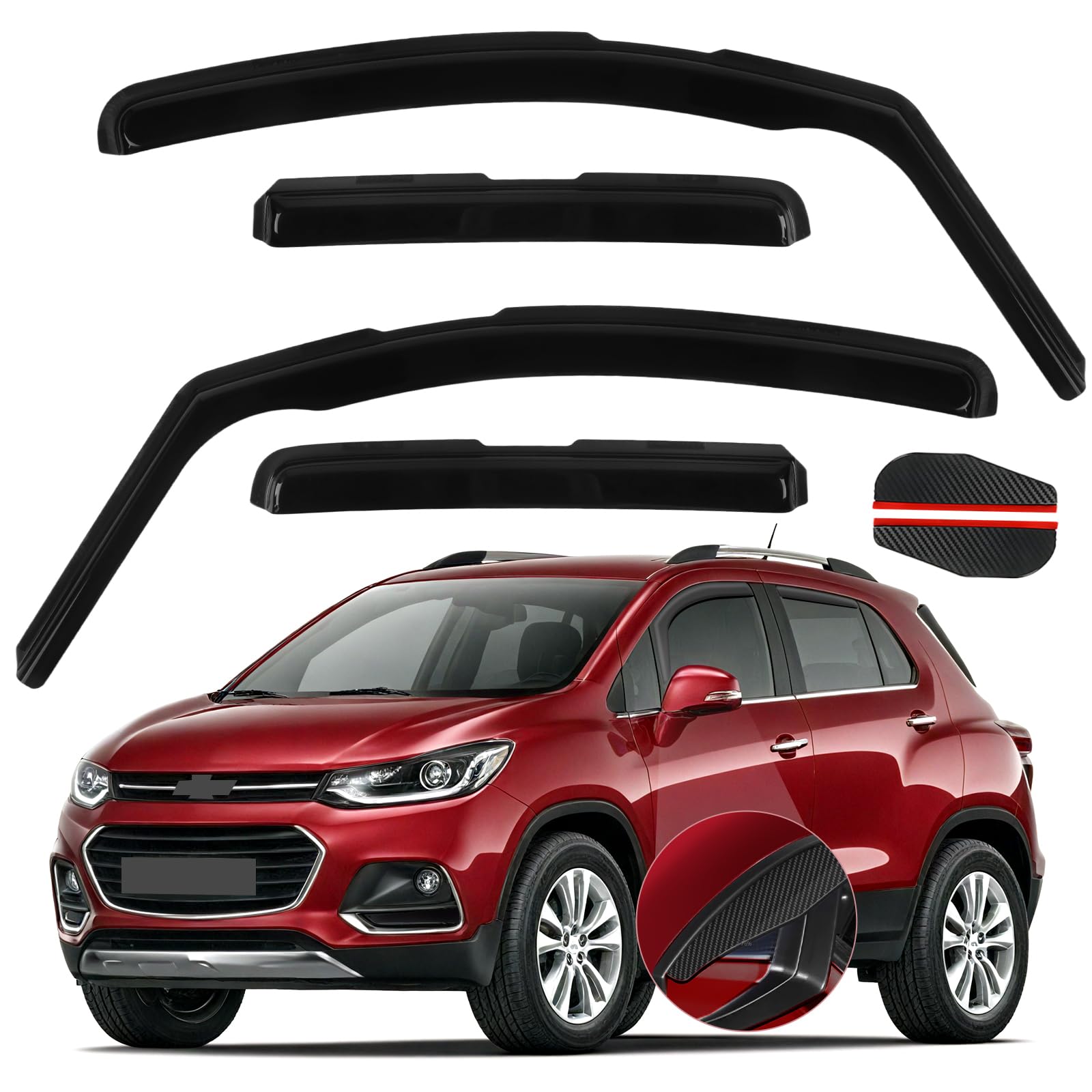 in channel rain guards fit for buick encore 2013-2023/chevrolet (chevy) trax 2014 2015 2016 2017 2018 2019 2020 2021 2022 2023, vent window visors wind deflectors shades-4pcs