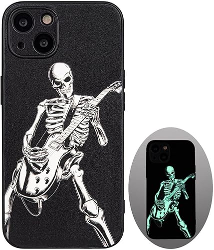 X spirit Funda de teléfono con diseño de calavera para iPhone 13, diseño gótico emo, que brilla en la oscuridad (iPh 13-Skeleton Playing Guitar) X spirit Funda de teléfono con diseño de calavera para iPhone 13, diseño gótico emo, que brilla en la oscuridad (iPh 13-Skeleton Playing Guitar)
