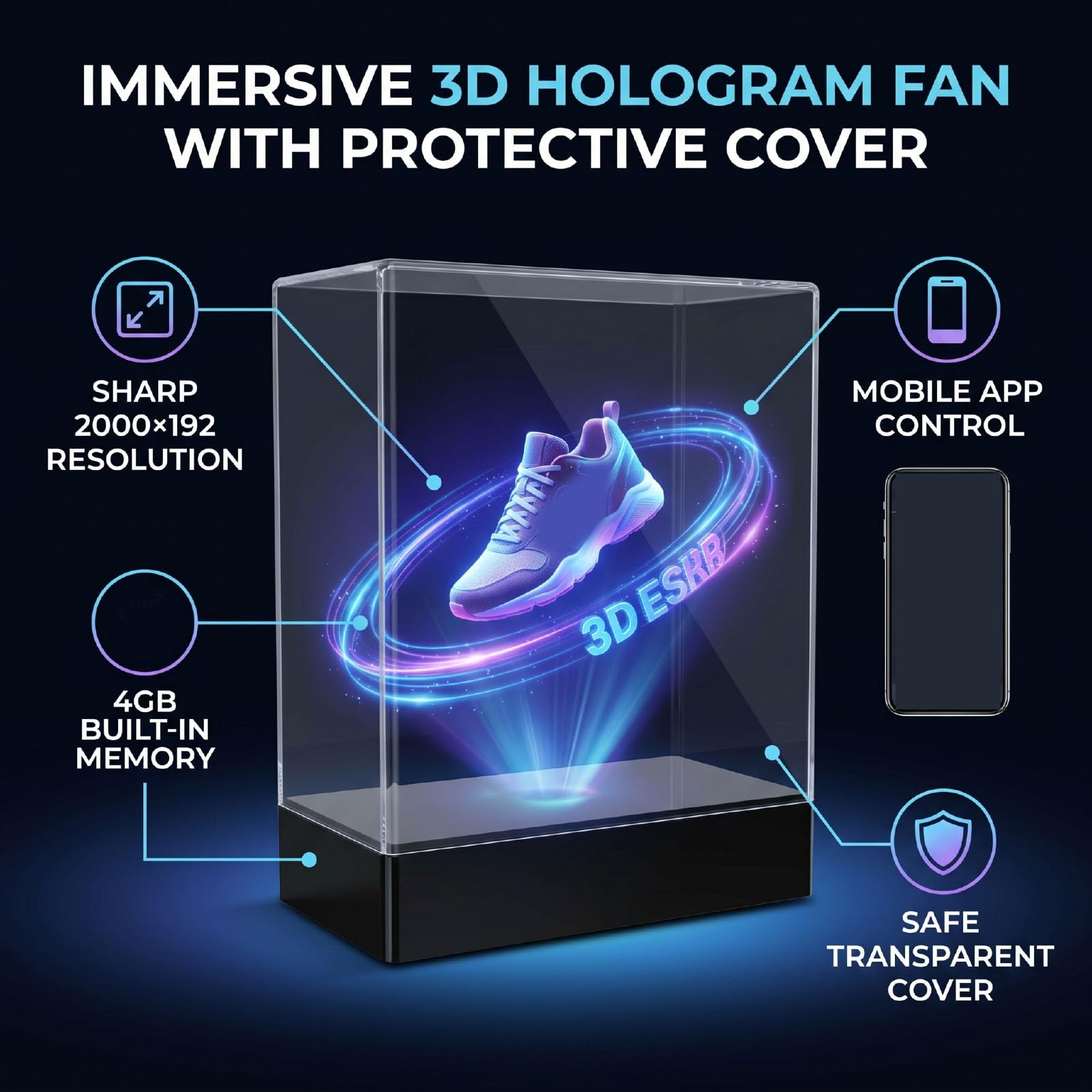 Generic de Hologramas 3D con Cuentas LED y Software de Edición Personalizado para Marketing en Interiores y Exteriores 2600 RPM