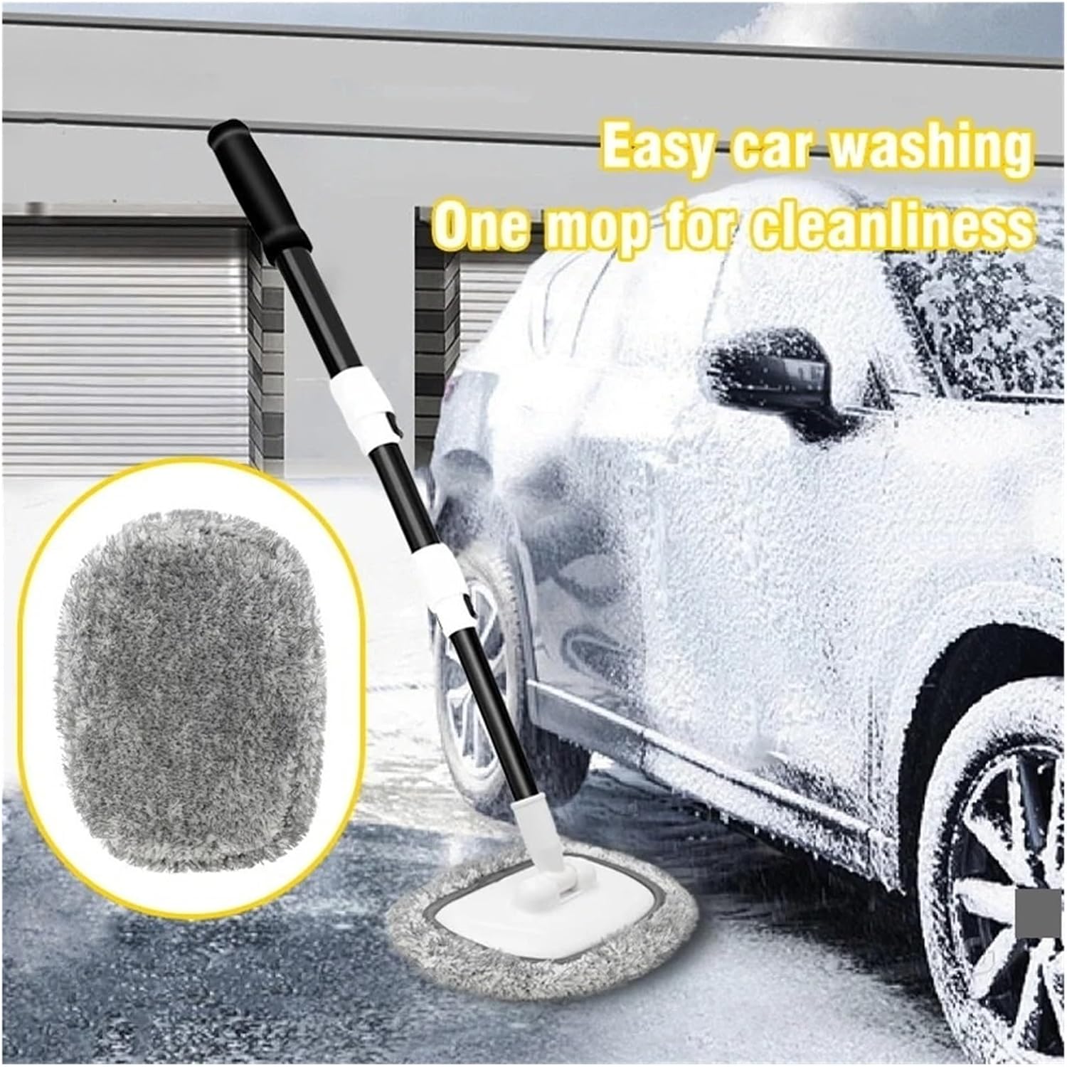 Fit for Car Wash Brush Mop Cleaning Tool with Long Handle Kit for Washing Detailing Cars Truck, SUV, RV, Trailer, Boat Chenille Microfiber Sponge Not Hurt Paint Scratch Free(1PCS brush)