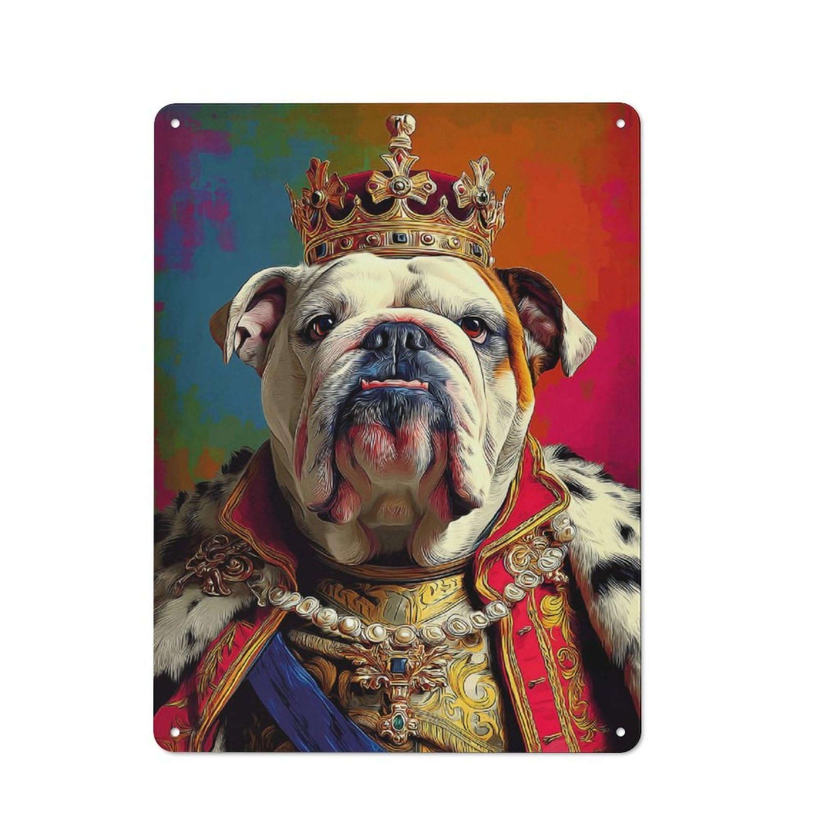 Junmoney Royal Bulldog Portrait Artwork Tin Wall Plaque 40X30cm With For Pub Or Café, A Decorative Christmas Gift For Hospitality Wall Decor Collectors