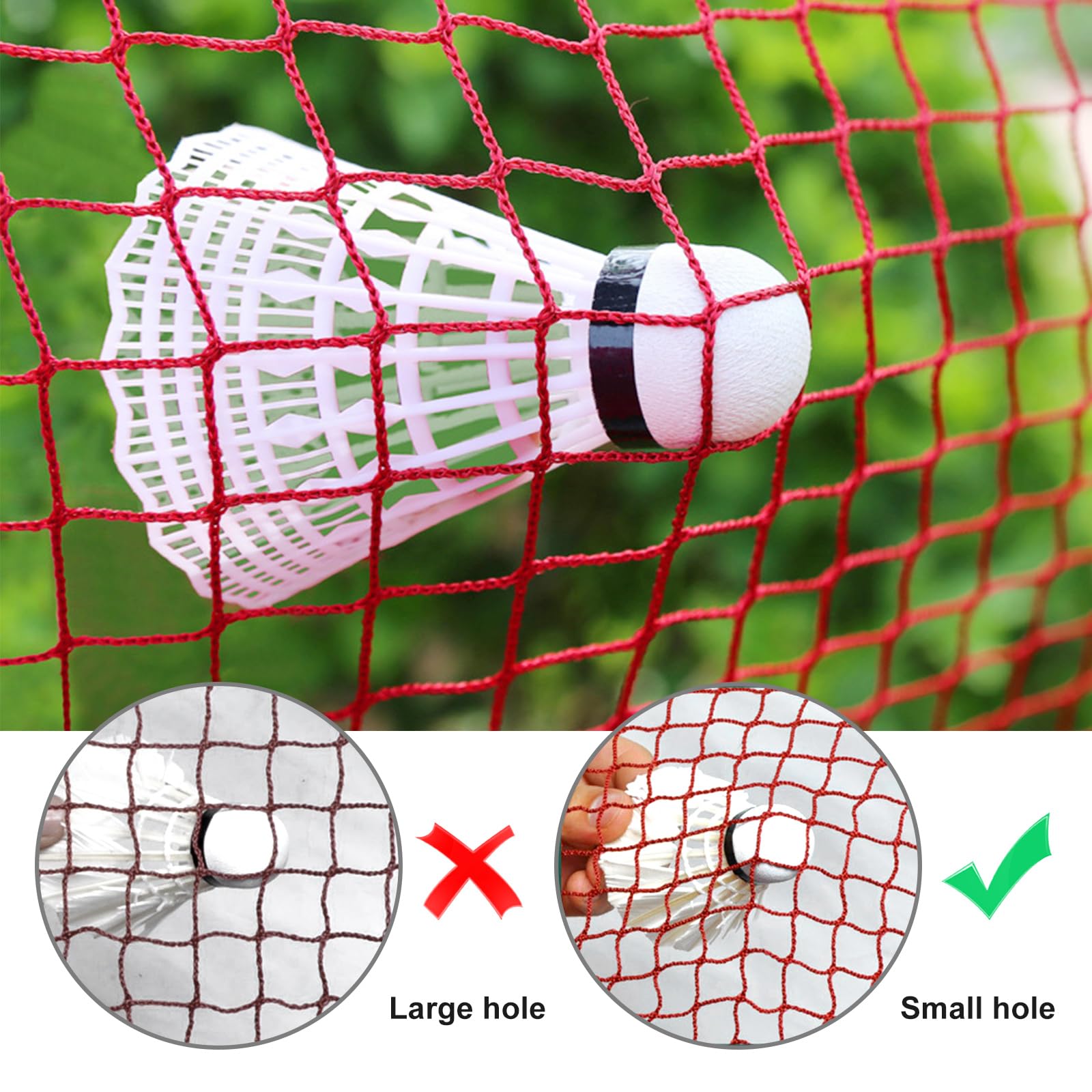 Rete da badminton, 0,76 x 6,1 m, professionale da tennis con fune metallica, rete portatile in polipropilene, rete sportiva, rete da allenamento, rete da pallavolo, per giardino, bambini, interni