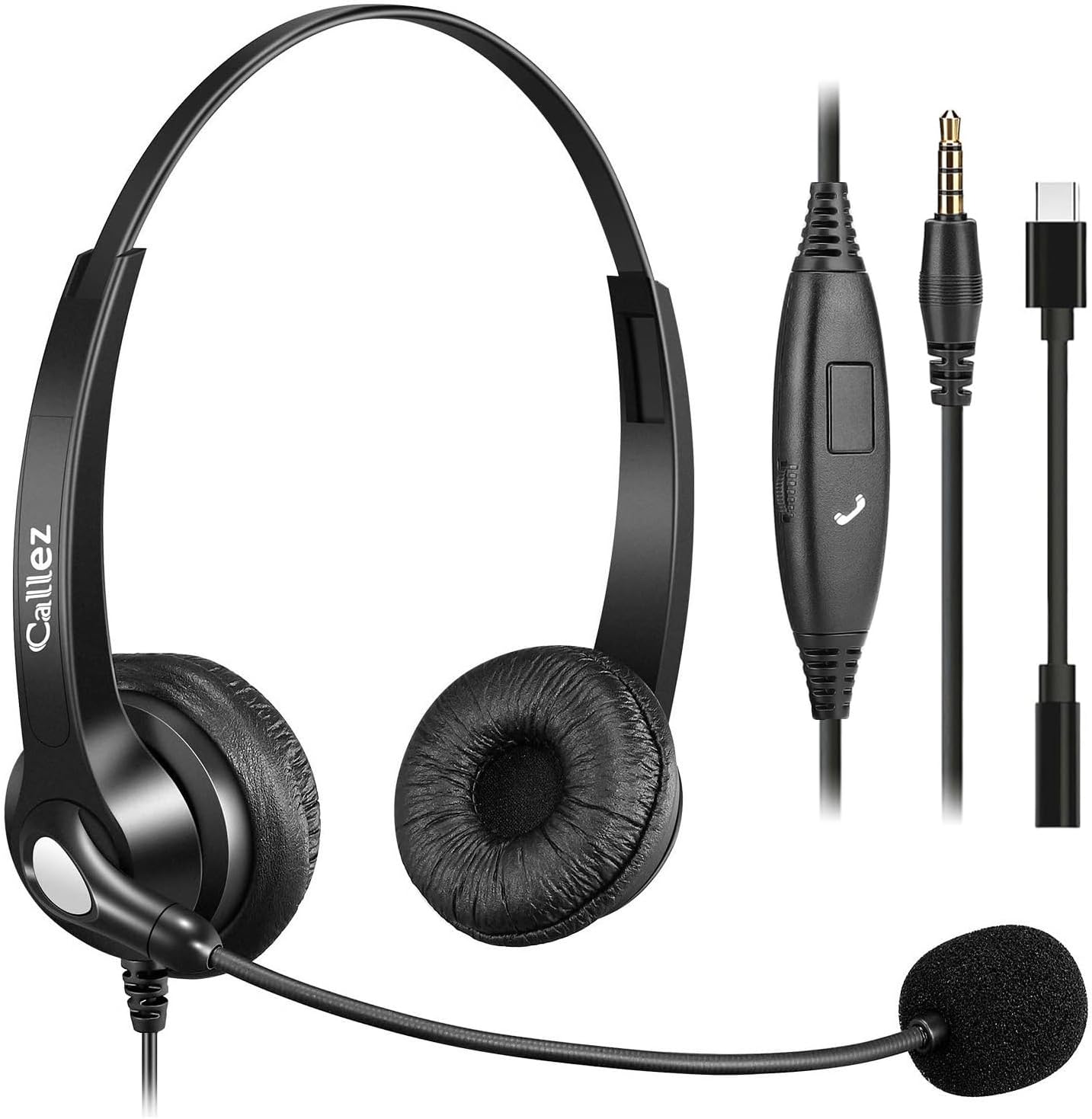 Cuffie per cellulare, Cuffie da 3,5 mm con microfono con cancellazione del rumore, Cuffie per PC per computer, laptop, iPhone, smartphone, ufficio, zoom, MS Team, seminario web, chat chiara, comfort
