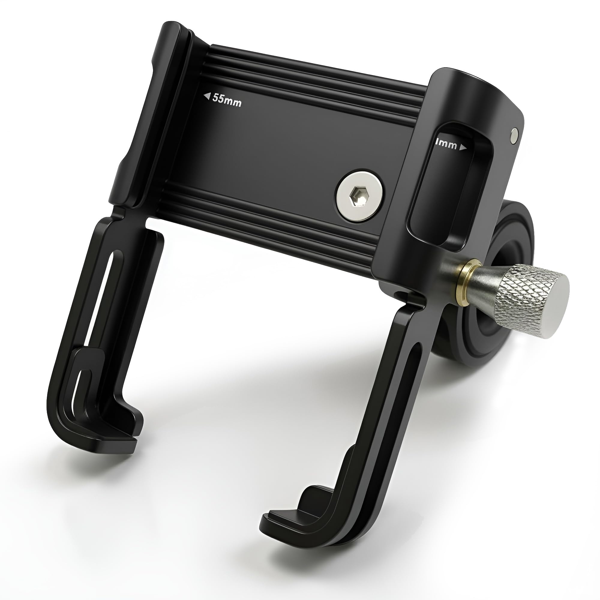 Porta Cellulare in Alluminio: per Bicicletta - eBike - Mtb - Monopattino Elettrico. Supporto Telefono Antivibrazione, Installazione su Manubrio. Universale per Tutti gli Smartphone.
