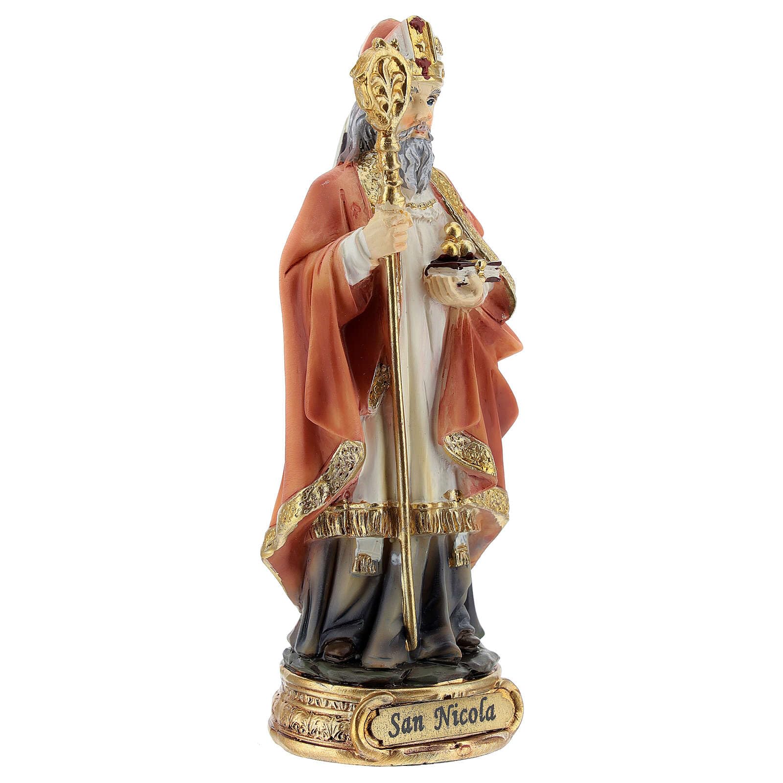 Holyart Statue in resina e PVC: San Nicola Bari pastorale statua resina 12 cm
