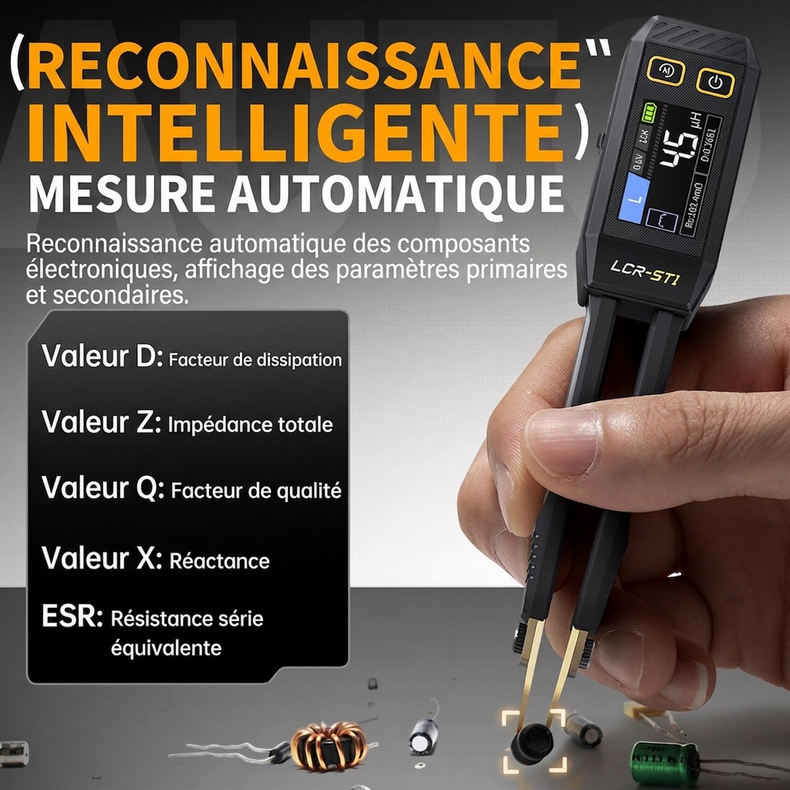 lcr Testeur de compteur Smart Bridge Tweezer Kit Numérique pour Mesure de Résistance, Inductance et Capacité (LCR-ST1 Tweezer Bridge)