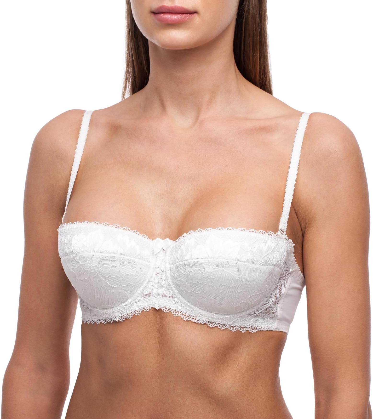 Balconette Strapless Push Up Bra, Sexy Lace, Detachable Straps