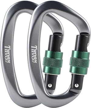 Climbing Locking Carabiner Clip Rappelling - Thorn 25KN Heavy Duty Large Screwgate Carabiners Clips for Rock Climbing,Mountaineer,Hammock,Camping,Gym