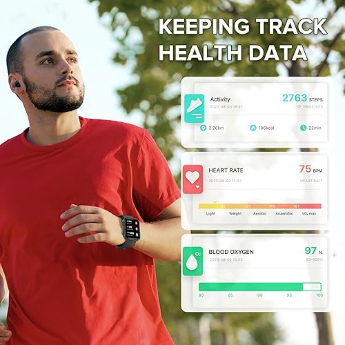 Miniatura 3 de BRIBEJAT Reloj inteligente (respuestahacer llamadas) 2.01 pulgadas, podómetro con SpO2frecuencia cardíacamonitor de sueño compatible con iPhone