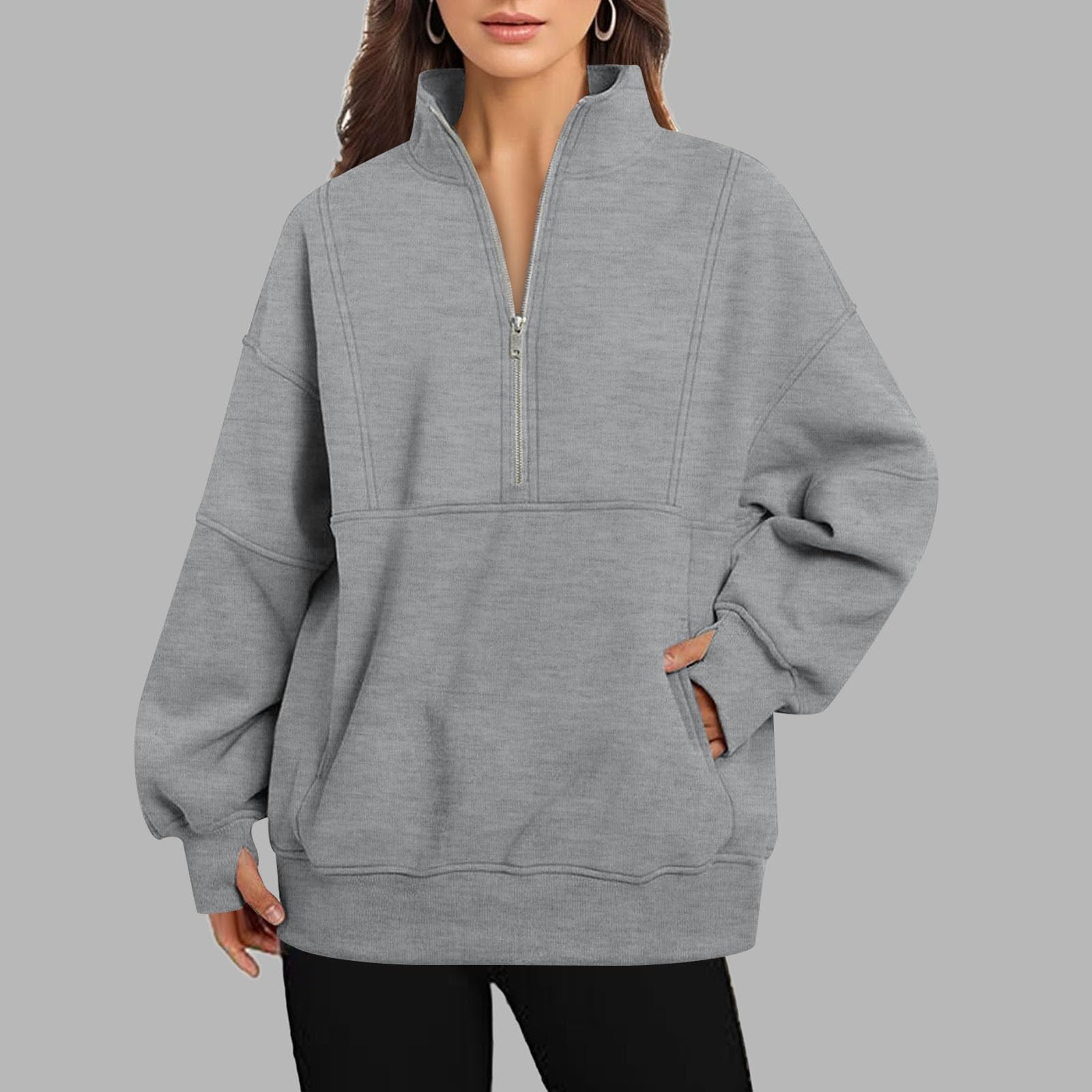 Sudaderas de manga larga con cuello alto para mujer, estilo occidental, cómodas, con bloques de color, con cremallera, forro polar, ajuste holgado, casual, para entrenamiento, moda, gótico, preparado,