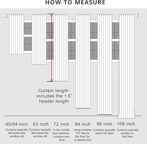 Miniatura 6 de Mrs.Naturall Cortinas de lino de 102 pulgadas de largo para sala de estar, juego de 2 paneles con bolsillo para barra, cortinas para dormitorio,