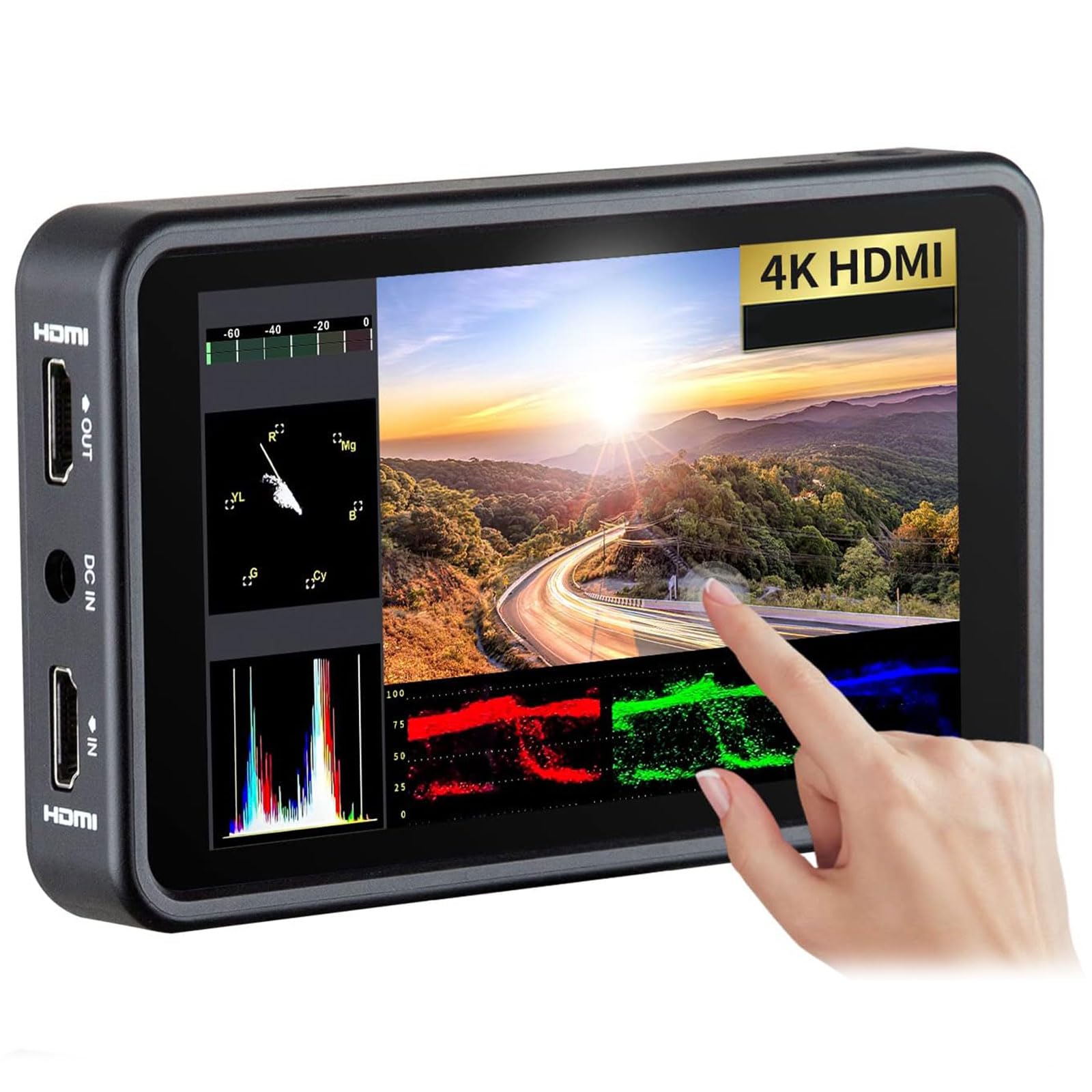 Moniteur de caméra R5 tactile 5 pouces idéal pour le tournage vidéo vlog et la fiction de terrain