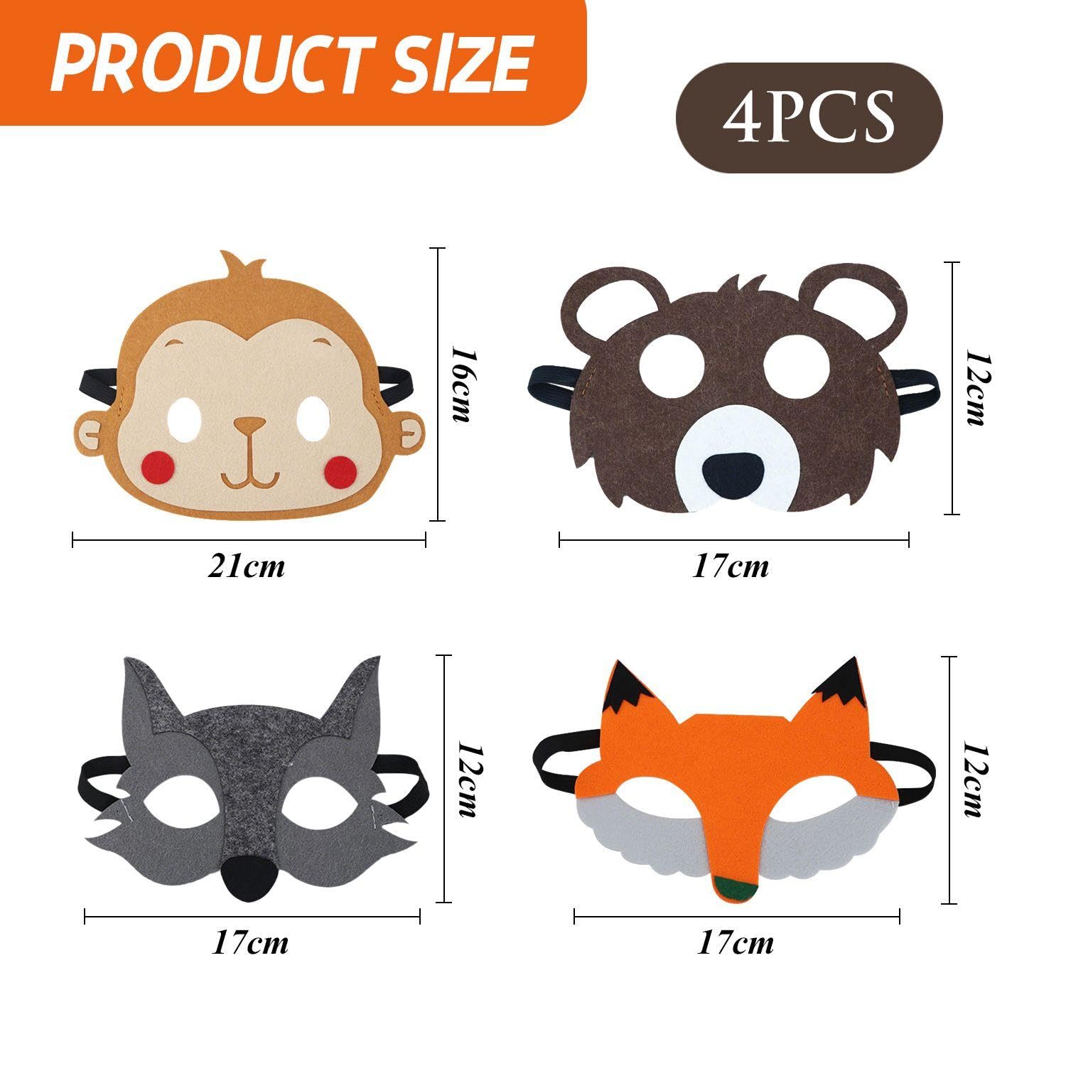 HINFHI 4 Pieces Of Animal Mask, Cute Felt Mask, Role-Playing Props, Animal Themed Party Supplies. - Image 2