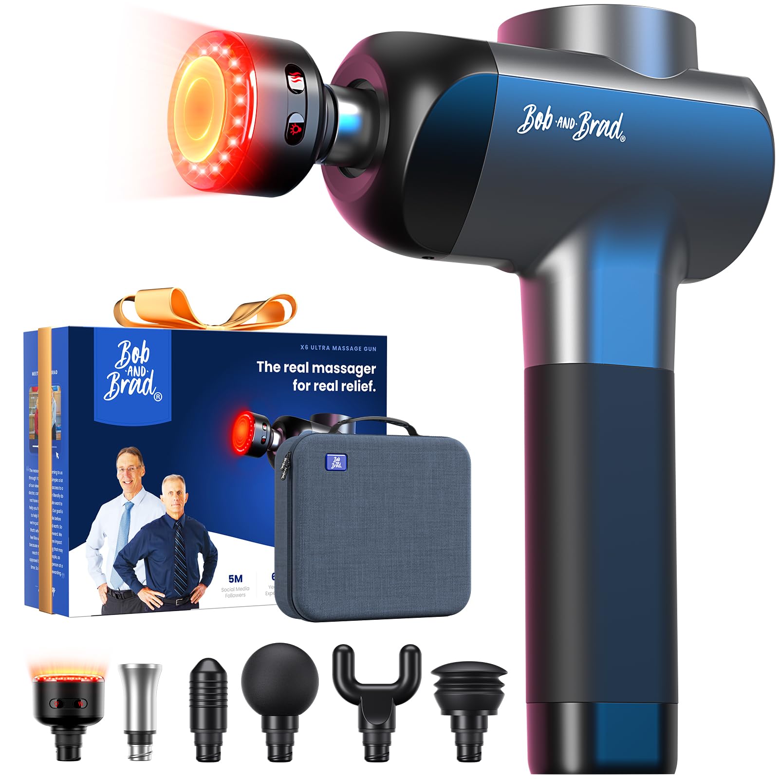Photo 1 of BOB AND BRAD X6 Ultra Massage Gun with Heat and Infrared Light, Metal Head, Professional Percussion Deep Tissue Muscle Massager Gun for Athletes with 6 Replacements