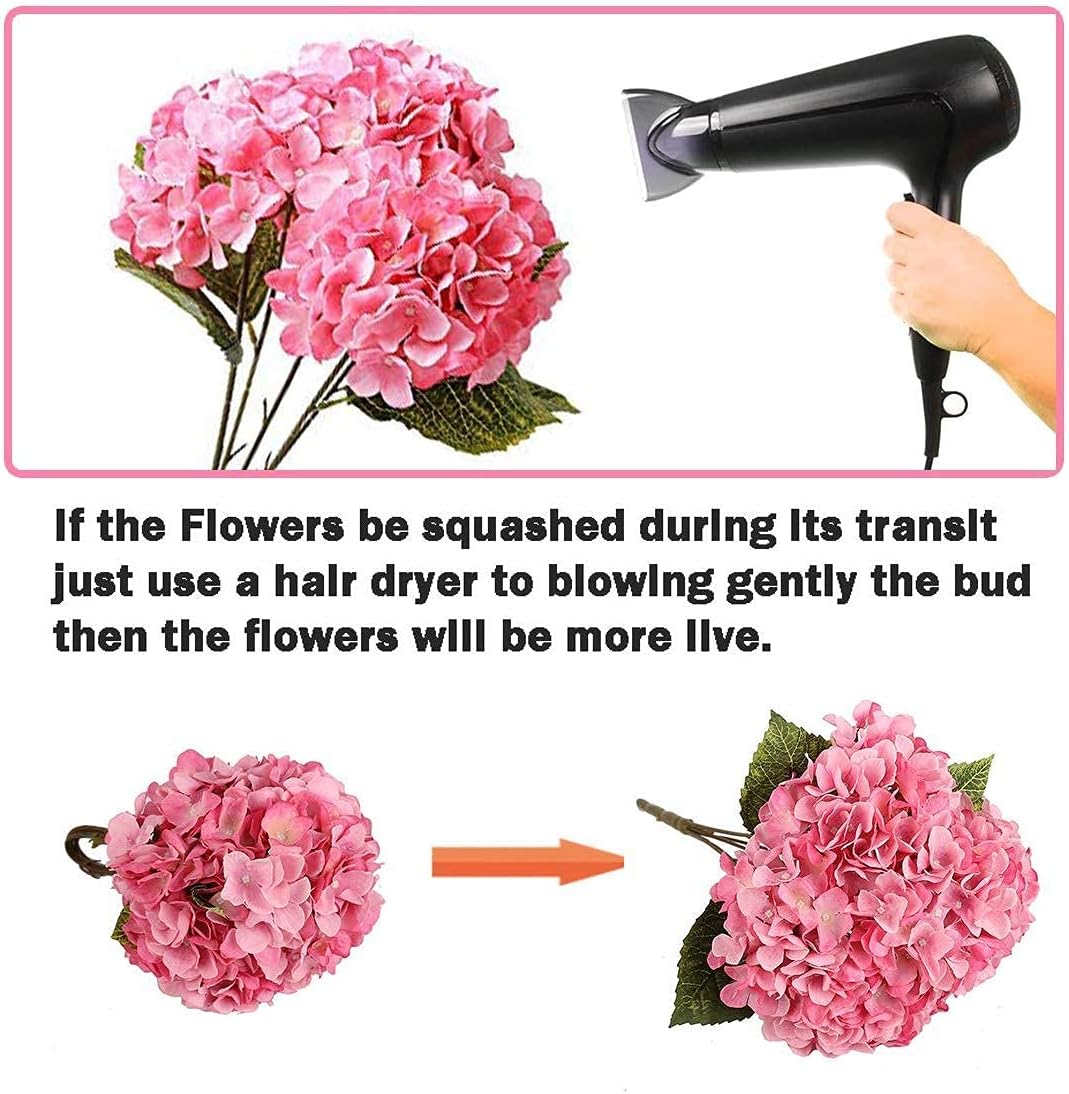 2Bouquets Artificial Fake Flowers Plants Silk Hydrangea Arrangements Wedding Bouquets Decorations Plastic Floral Home Kitchen Garden Party Festival Bar DIY (Orange,5 Flower Heads) - Image 9