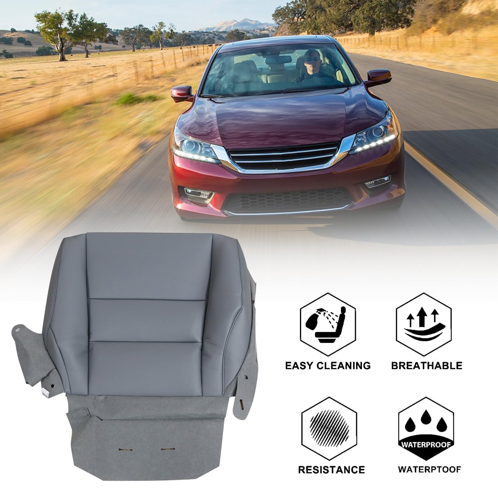 Soillar Leather Driver Bottom Seat Cover – Fits Honda CR-V 2007-2011 (Dark Gray)