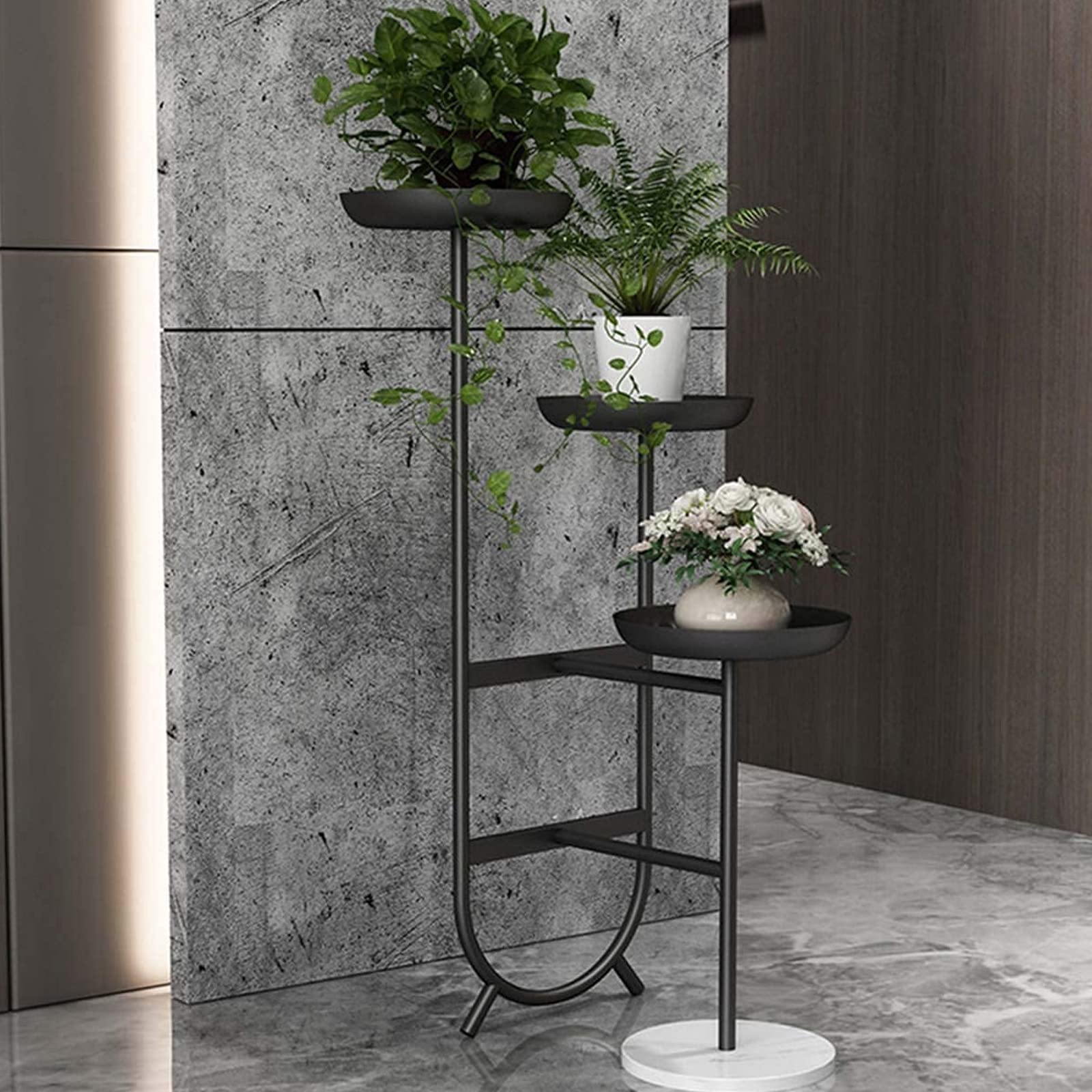 YUANCHUTOP 31.5in Tall Metal Plant Stands, Wrought Iron Planter Display Rack 3 Tier Metal Flower Pot Holder Heavy Duty Planter Rack Shelves for Home Patio Office Garden,Gold