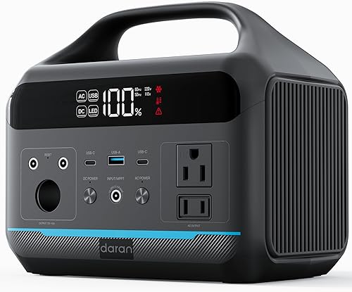 DARAN Estación de energía portátil de 600 W (sobretensión de 1200 W) – 288 Wh(90,000 mAh), generador solar LiFePO4 batería con salidas de CA y CC,