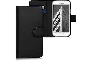 kwmobile Black PU Leather Wallet Case for Samsung Galaxy S4 Mini with Card Slots