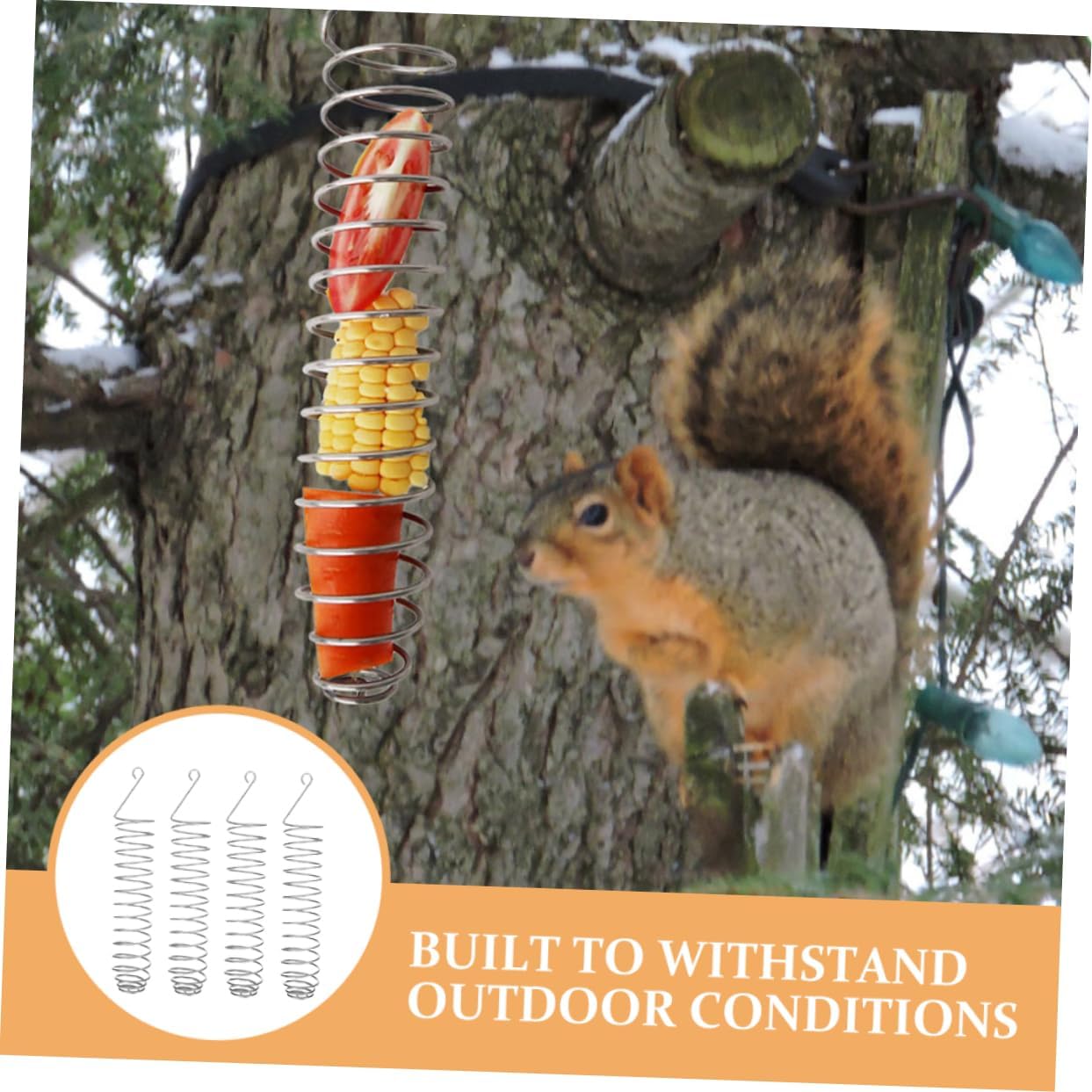 Abaodam 4Pcs Squirrel Feeding Station with Corn Holder Durable Outdoor Bird Feeder for Cage Easy to Clean Parrot Perch Stand for Wild Birds and Squirrels Weatherproof Foraging