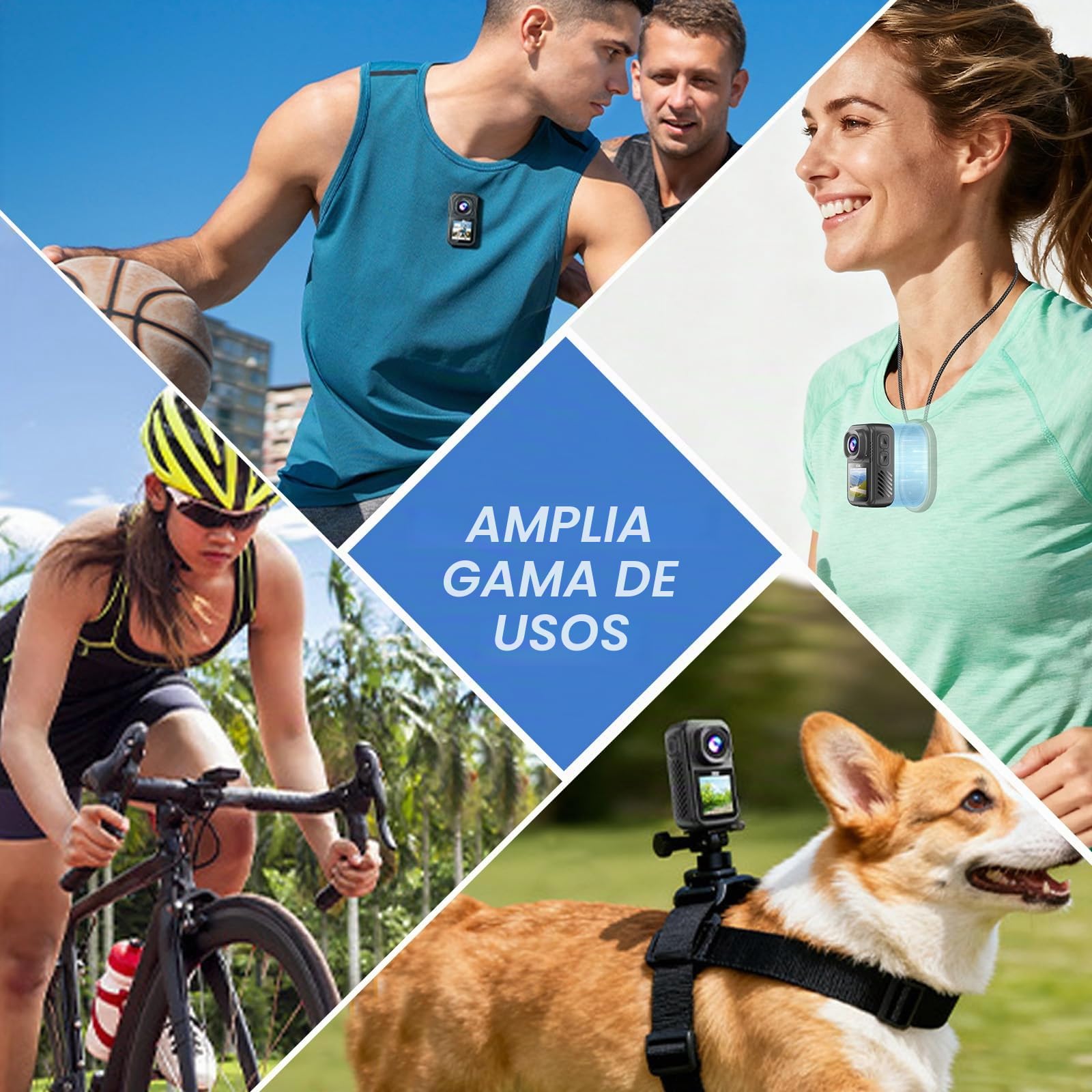 Cámara de Acción 5K Mini Cámara Corporal POV, Subacuática Impermeable 30m/EIS Pantalla Táctil /Imagen Clara,Body Cam Accesorios Multifuncionales WiFi para Ciclismo, Viajes,Caminatas + Tarjeta 64GB
