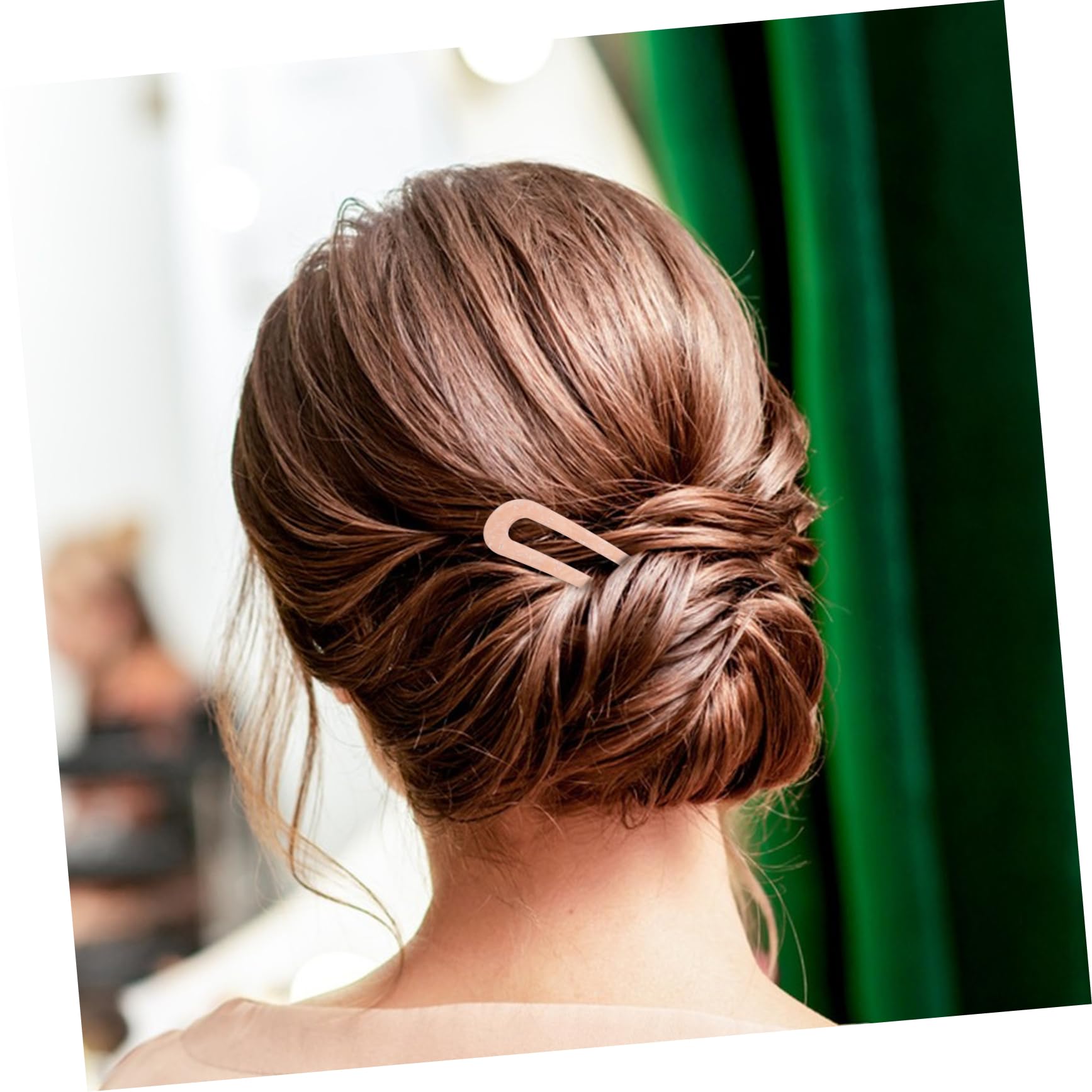 2 Piezas Horquillas U Acetato para Peinados Elegantes Accesorios Prácticos para Bodas y Fiestas Color Melón y Rosa