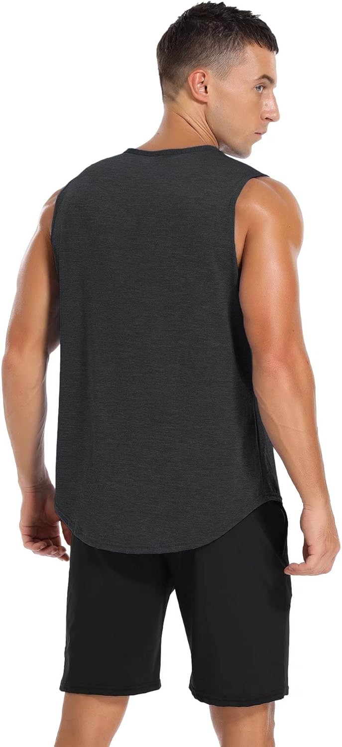 Amussiar Men's 3 Pack Workout Tank Tops Mesh Gym Sleeveless Dry Fit Bodybuilding Shirts Fitness Athletic Muscle Tee - Image 4