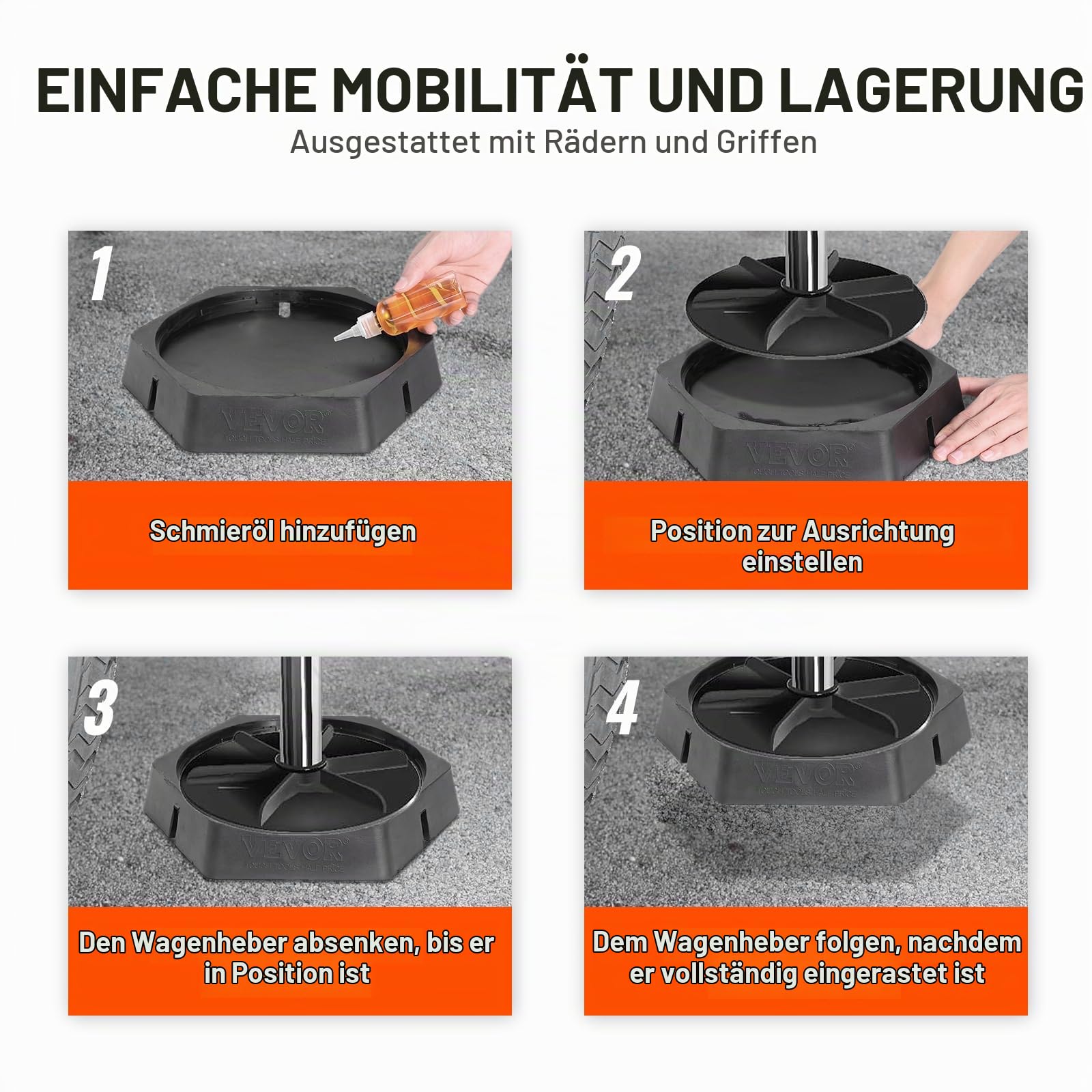 VEVOR Nivellierpads für Wohnmobile, Runde 9-Zoll-Landefüße, Fest angebrachte Wagenheberstabilisatoren, Gummi-Wagenheberpads, 2268 kg Kapazität pro Wohnmobil-Wagenheberpad