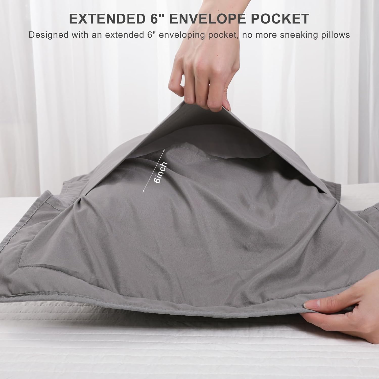 BOSOWOS Pillow Shams Standard Size Set of 2, Ultra Soft Breathable Quilted Embroidery Pillow Cases 20 x 26 Inches for Sleeping, Decorative Microfiber Bed Pillowcase Easy Care, Gray - Image 5