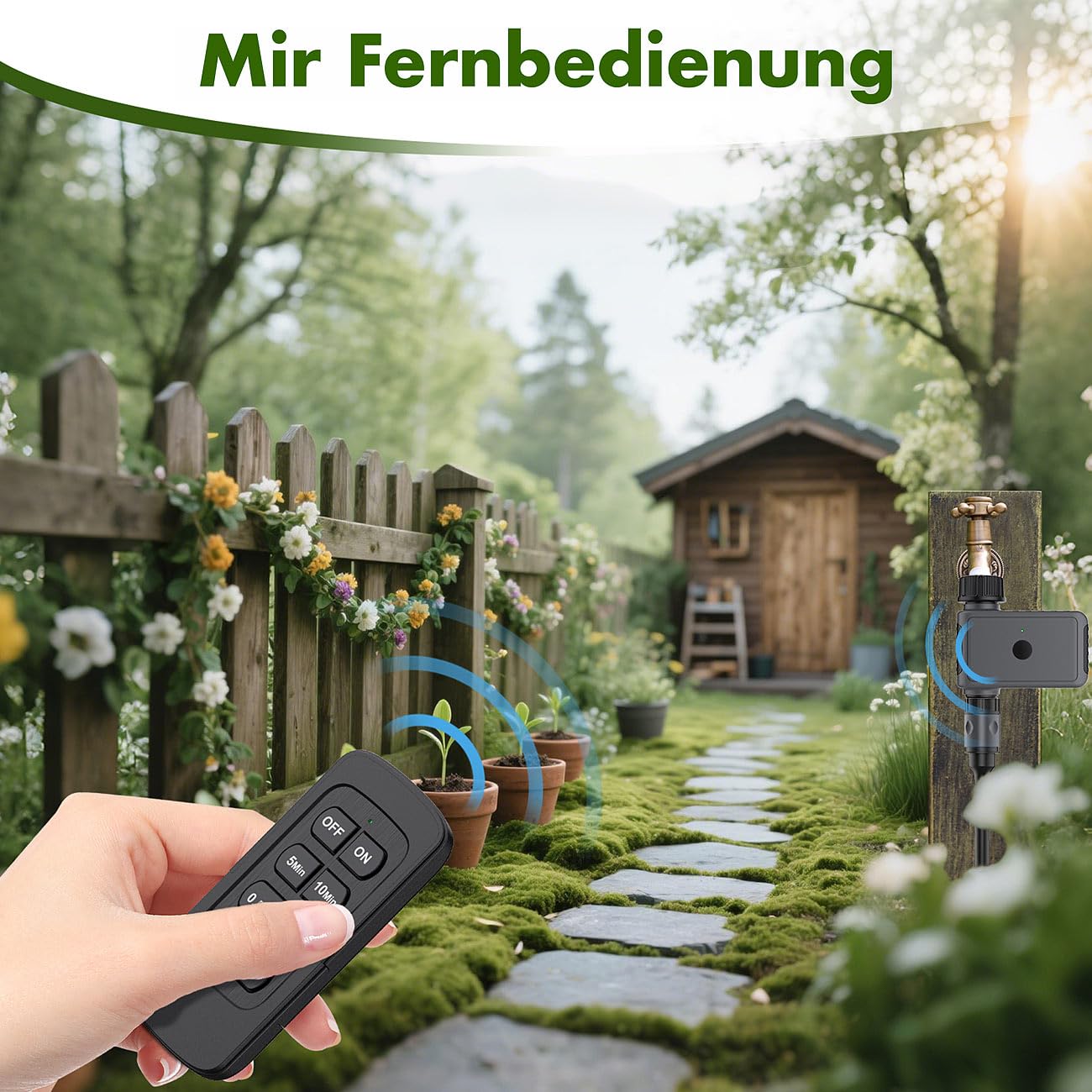 Royal Gardineer Bewässerungsgerät: 2er-Set Bewässerungscomputer mit Ventil, Funk-Fernbedienung, IP55 (Wetterfester Bewässerungscomputer, Funk-Bewässerungsautomat)