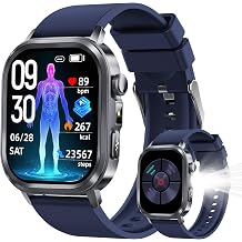 Smart Watches for Men Women, AMOLED Fitness Tracker with 24/7 Heart Rate/Stress/Sleep Monitor, Answer/Make Calls Blue