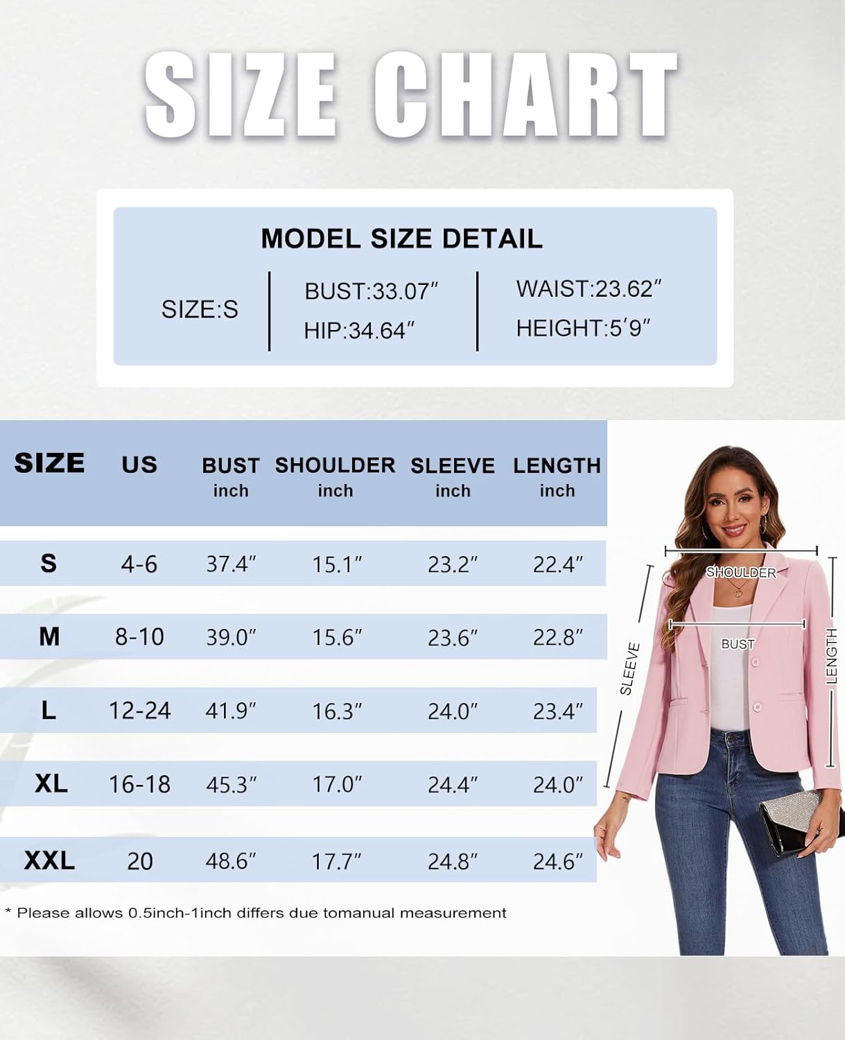 LADI TREND Women's Blazer Jackets Buttons Open Front Long Sleeve Notch Collar Professional Suit Blazers with Pockets - Image 4