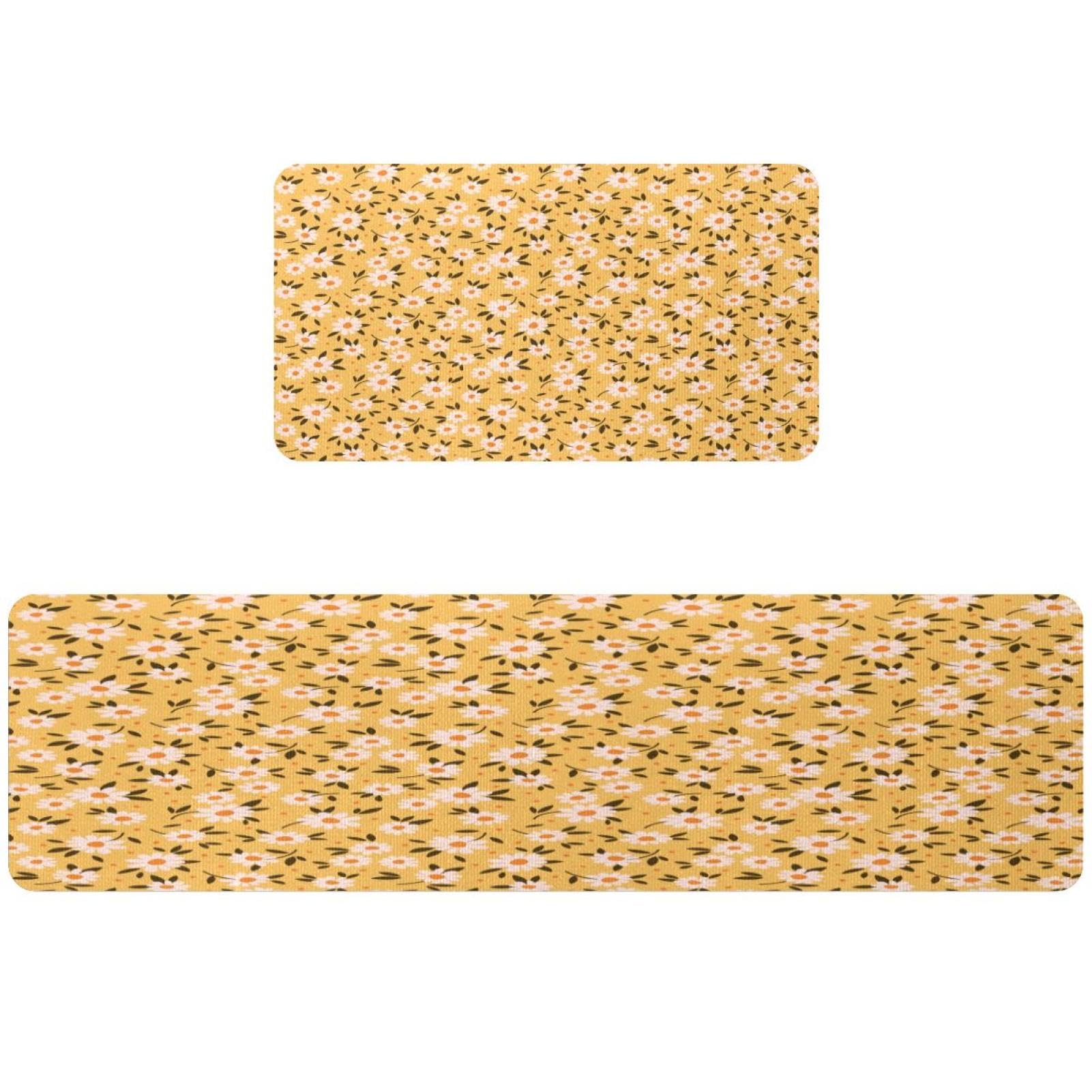 Tapete de cocina amarillo juego de 2 alfombras absorbentes lavables y protectoras